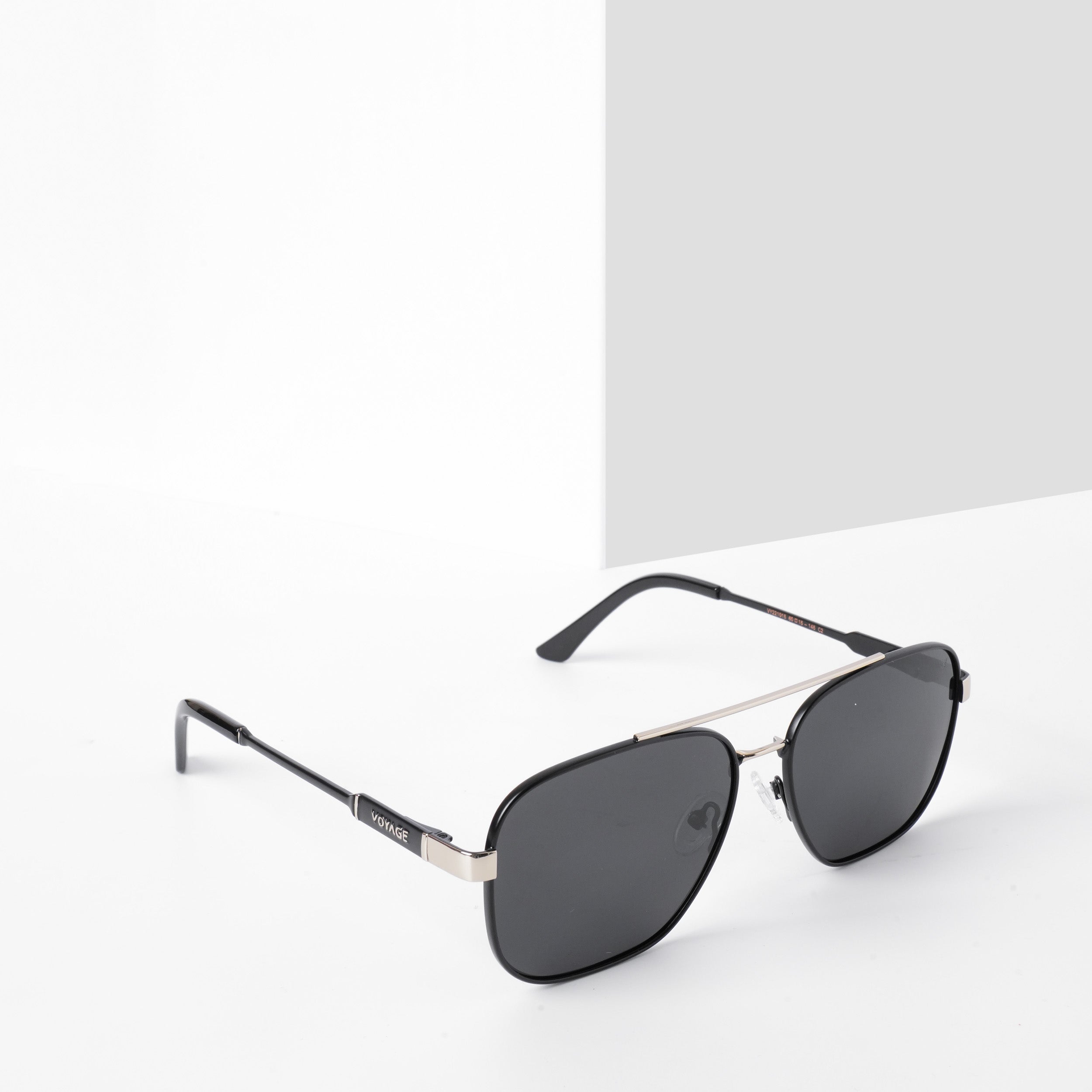 Voyage Exclusive Wayfarer Polarized Sunglasses for Men & Women (Black Lens | Black & Silver Frame - PMG5316)