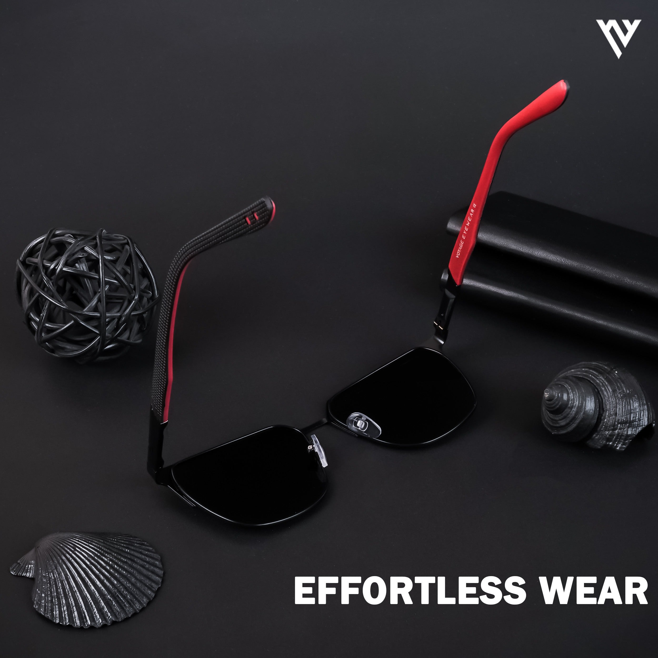 Voyage Exclusive Black Polarized Square Sunglasses for Men & Women (8008PMG4282)