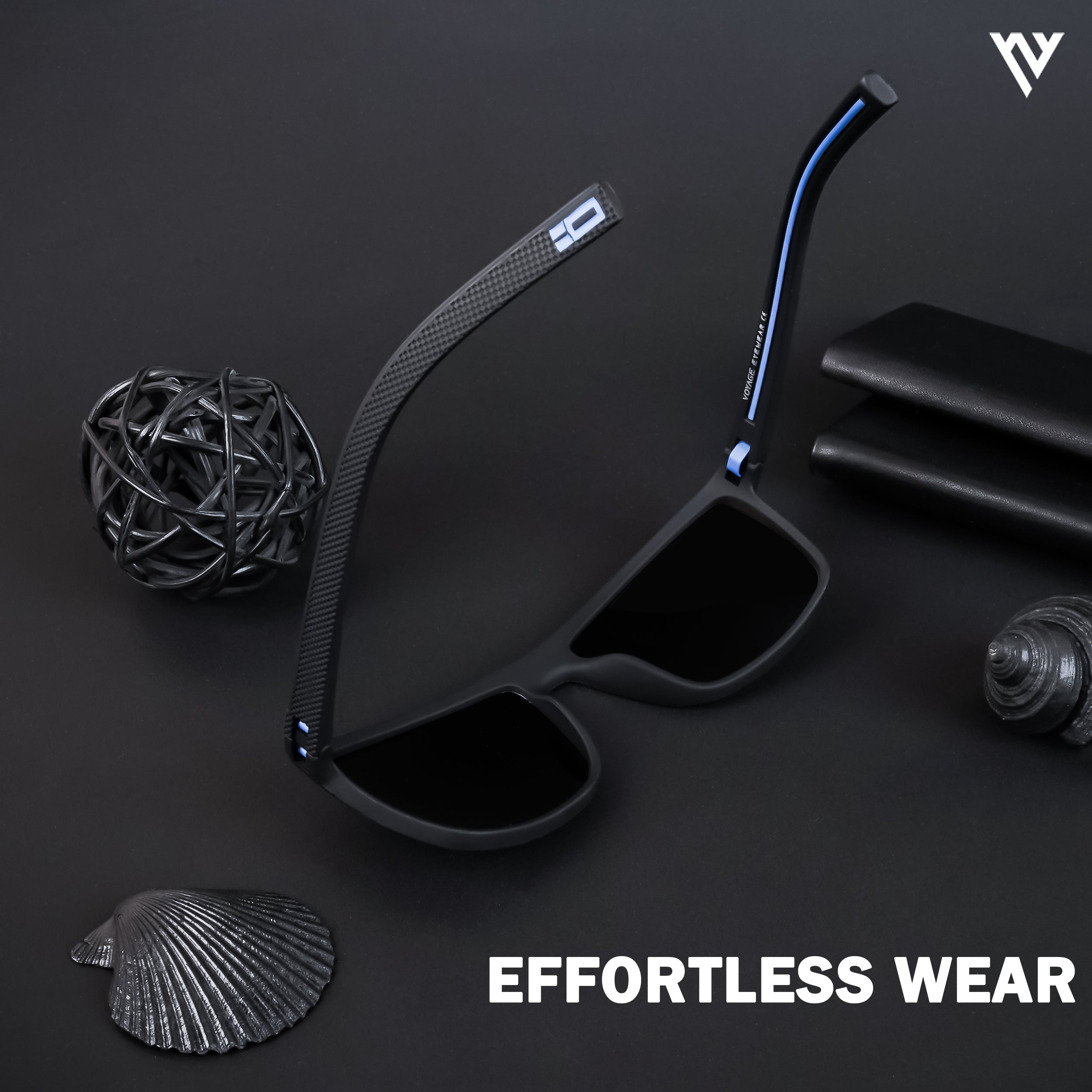 Voyage Exclusive Black Polarized Wayfarer Sunglasses for Men & Women (78030PMG4294)