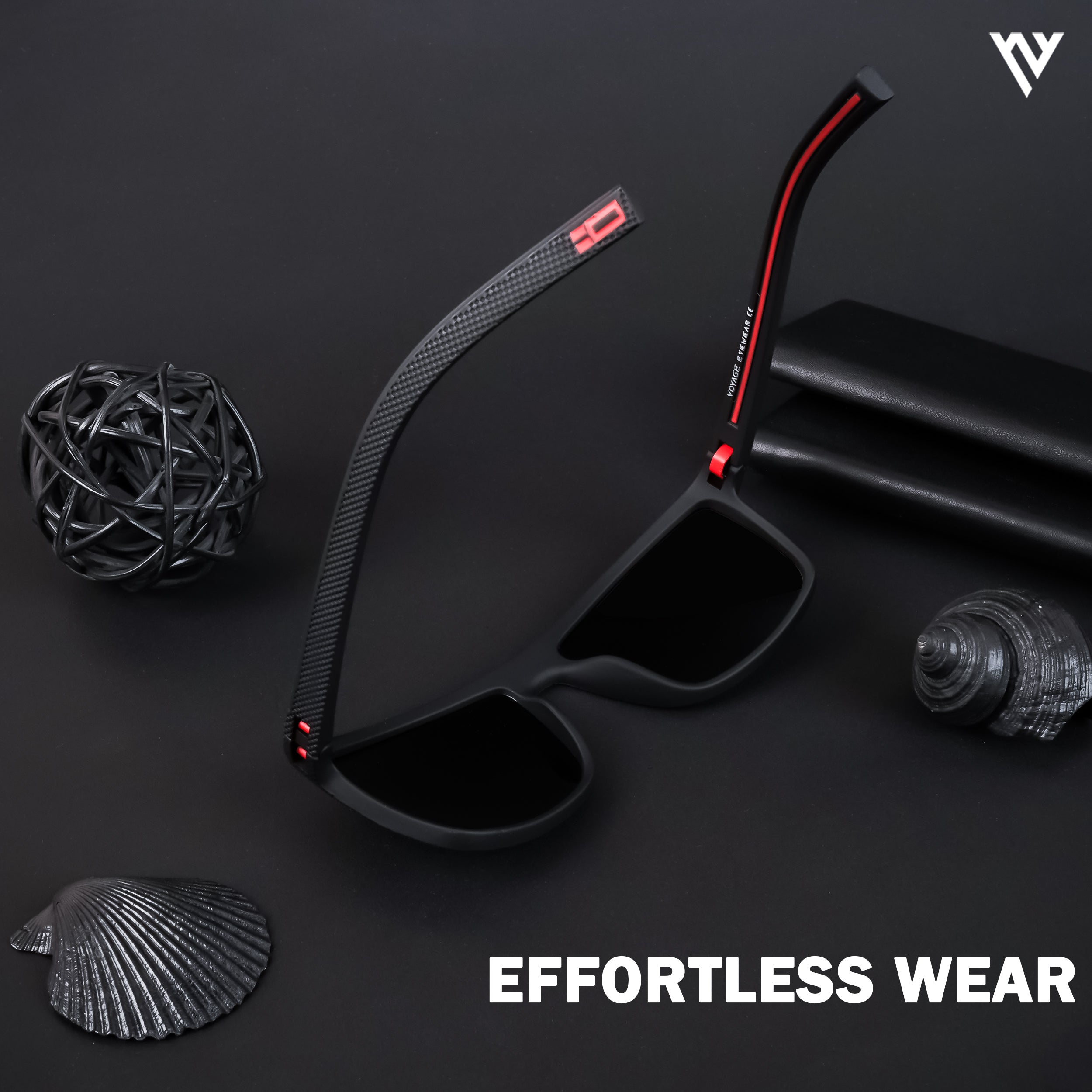 Voyage Exclusive Black Polarized Wayfarer Sunglasses for Men & Women (78030PMG4293)