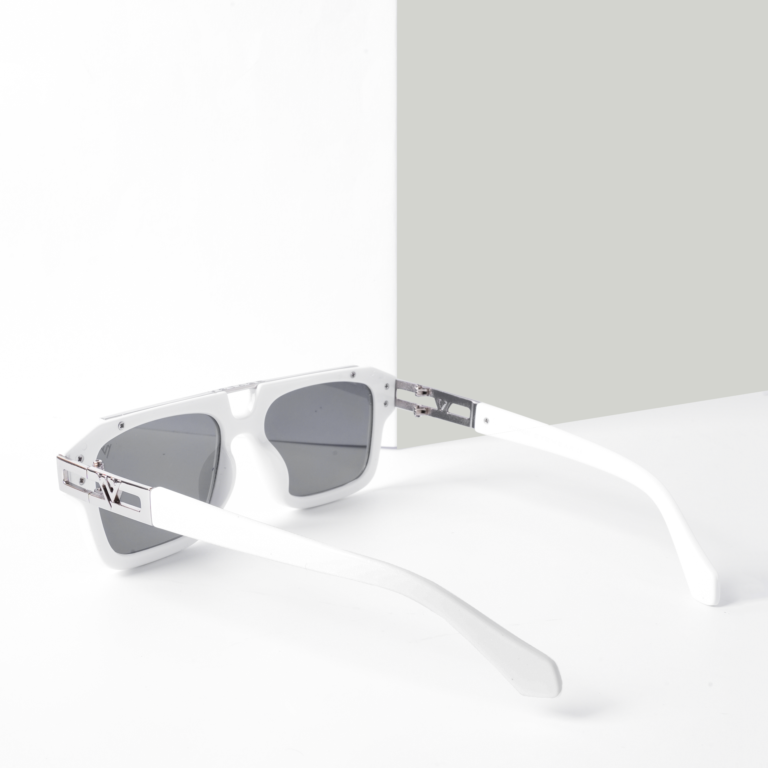 Voyage Exclusive Wayfarer Polarized Sunglasses for Men & Women (Black Lens | White & Silver Frame - MG5387)