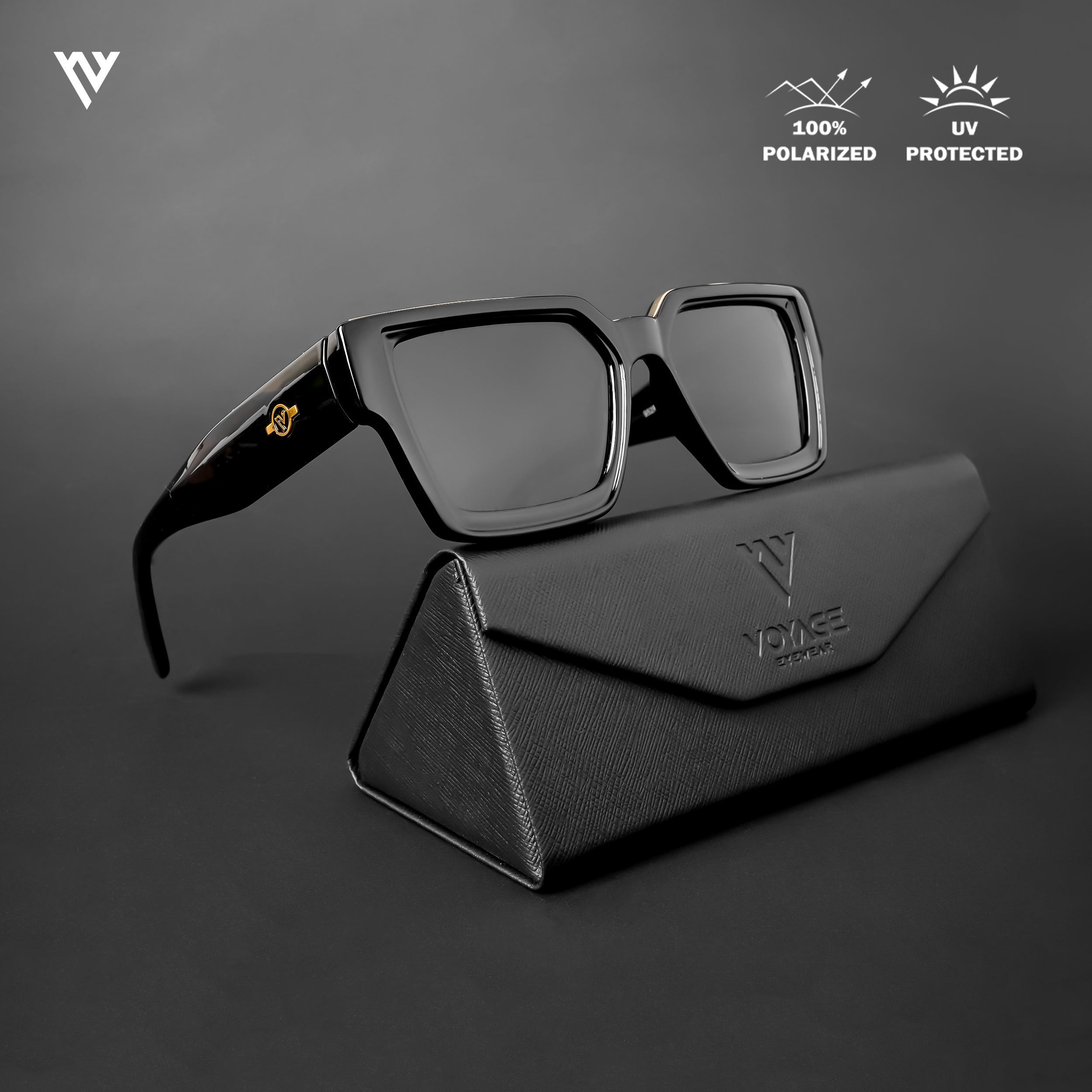 Voyage Exclusive Black Polarized Wayfarer Sunglasses for Men & Women - PMG4114