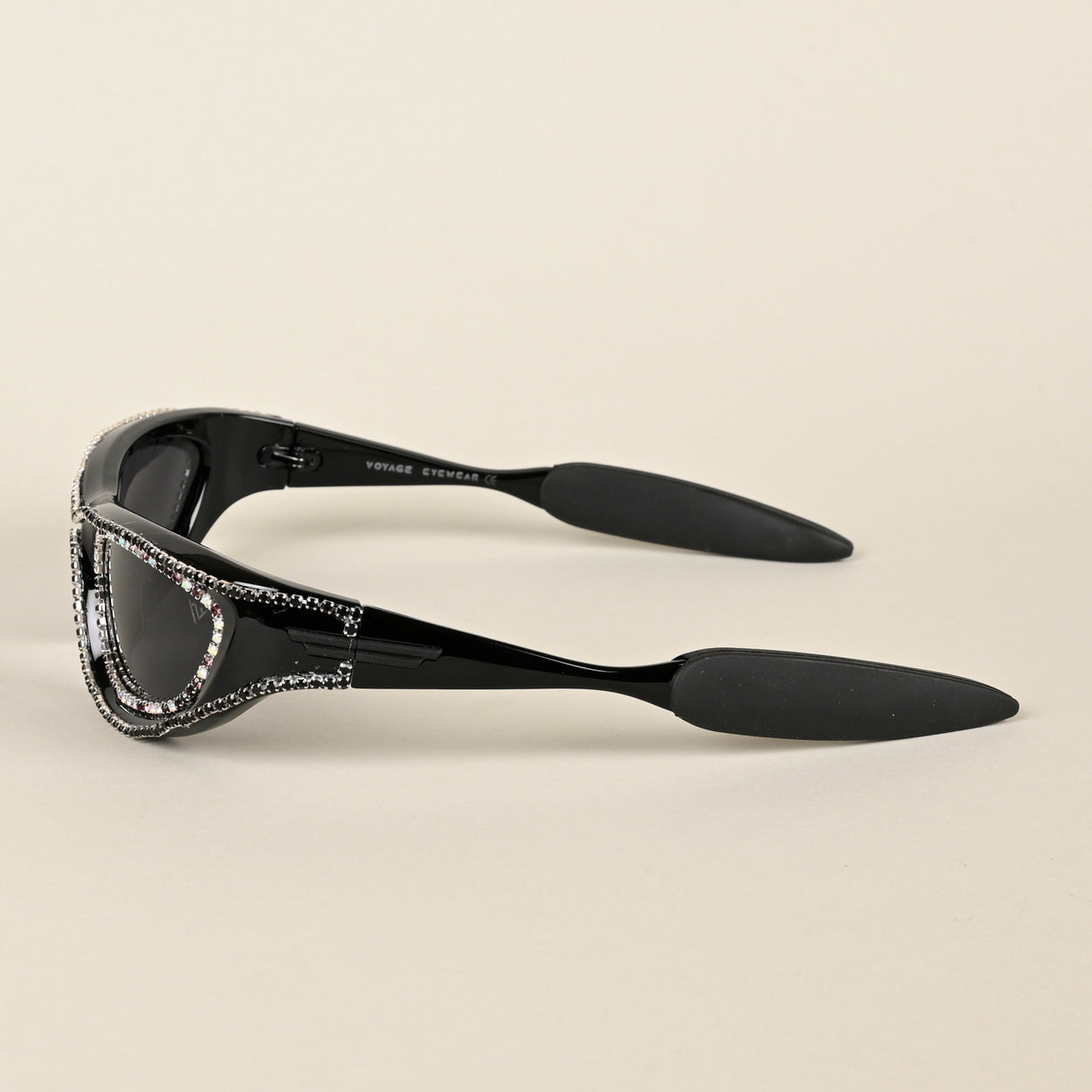 Voyage Black Wrap-Around Polarized Sunglasses for Men & Women (5012PMG4364)