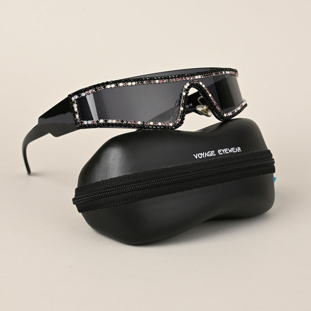 Voyage Black Wrap-Around Sunglasses for Men & Women - MG4348