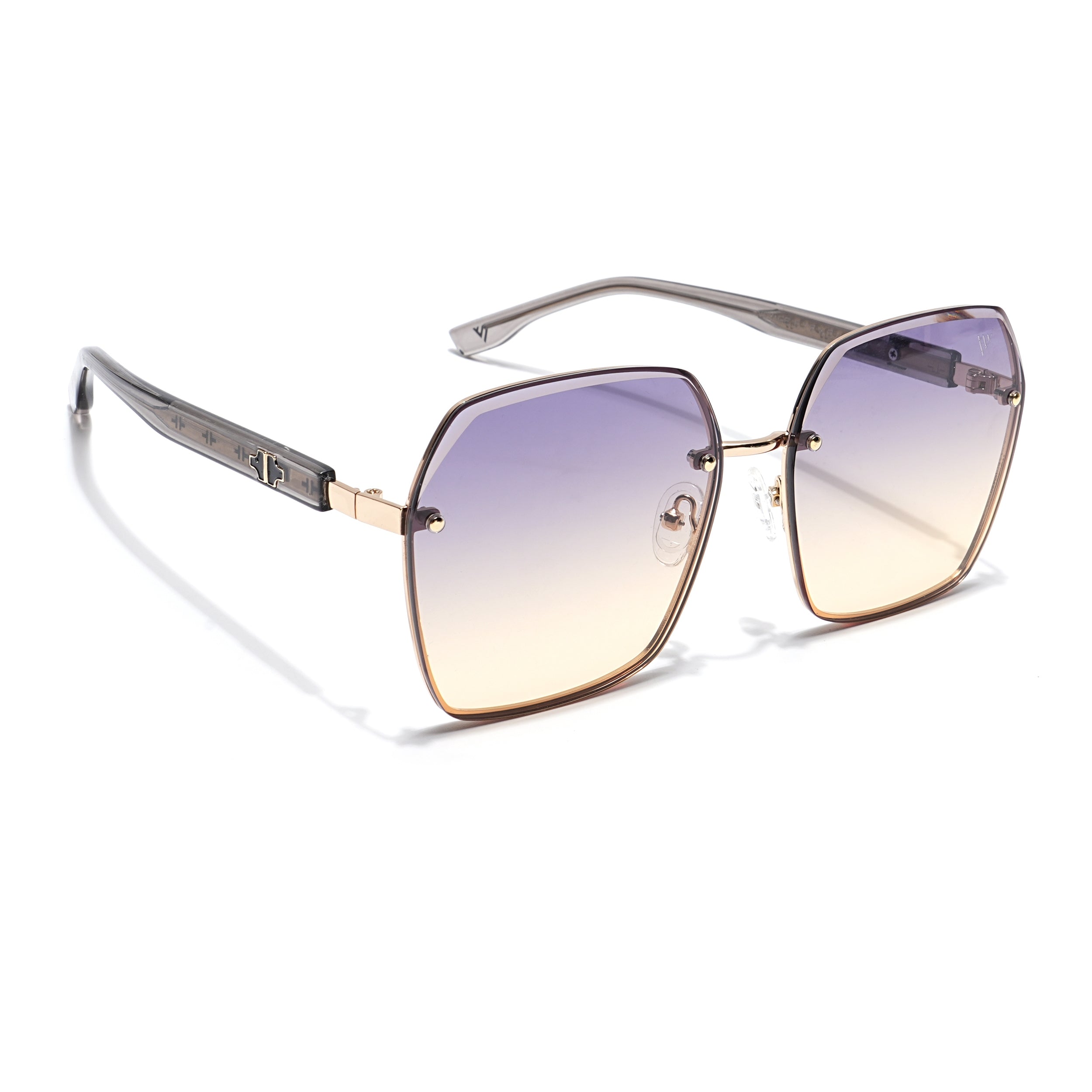 Voyage Select Over Size Sunglasses for Women (Grey & Light Brown Lens | Golden Frame - SLMG6229)