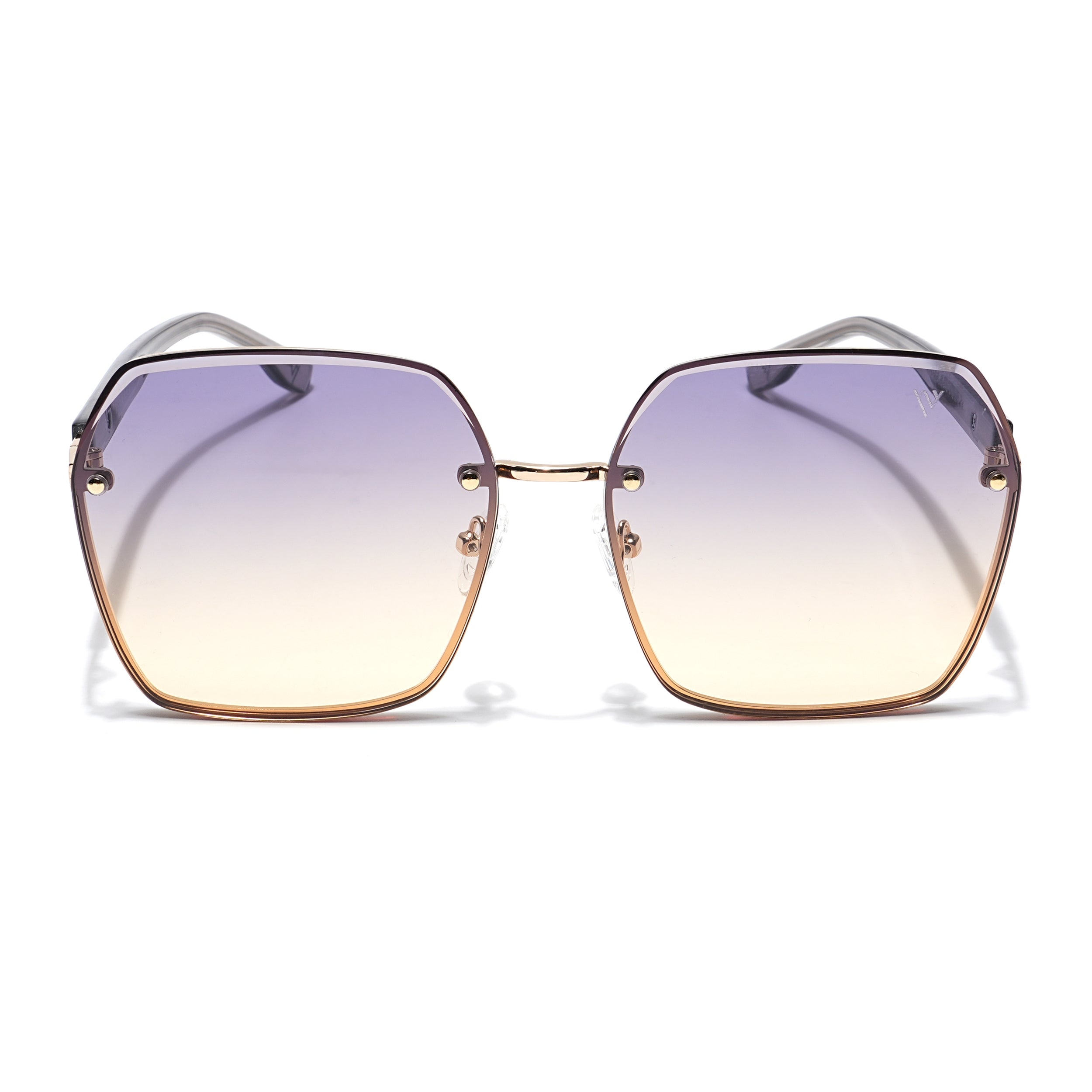 Voyage Select Over Size Sunglasses for Women (Grey & Light Brown Lens | Golden Frame - SLMG6229)