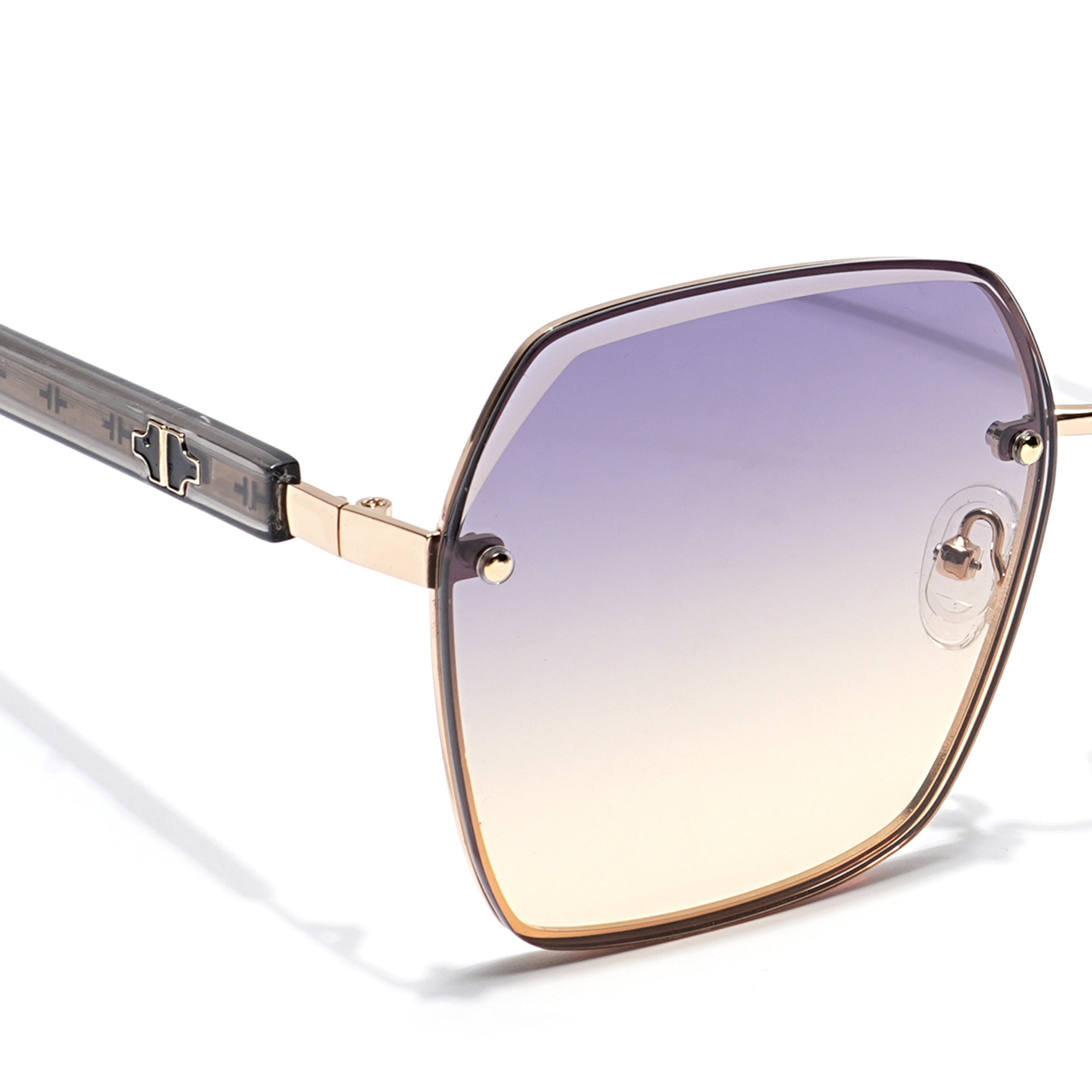 Voyage Select Over Size Sunglasses for Women (Grey & Light Brown Lens | Golden Frame - SLMG6229)