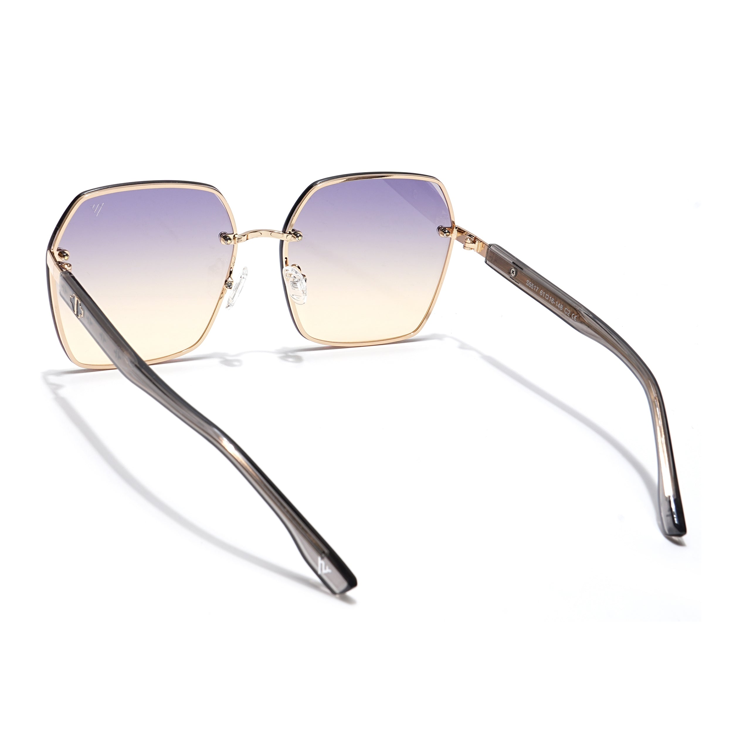 Voyage Select Over Size Sunglasses for Women (Grey & Light Brown Lens | Golden Frame - SLMG6229)