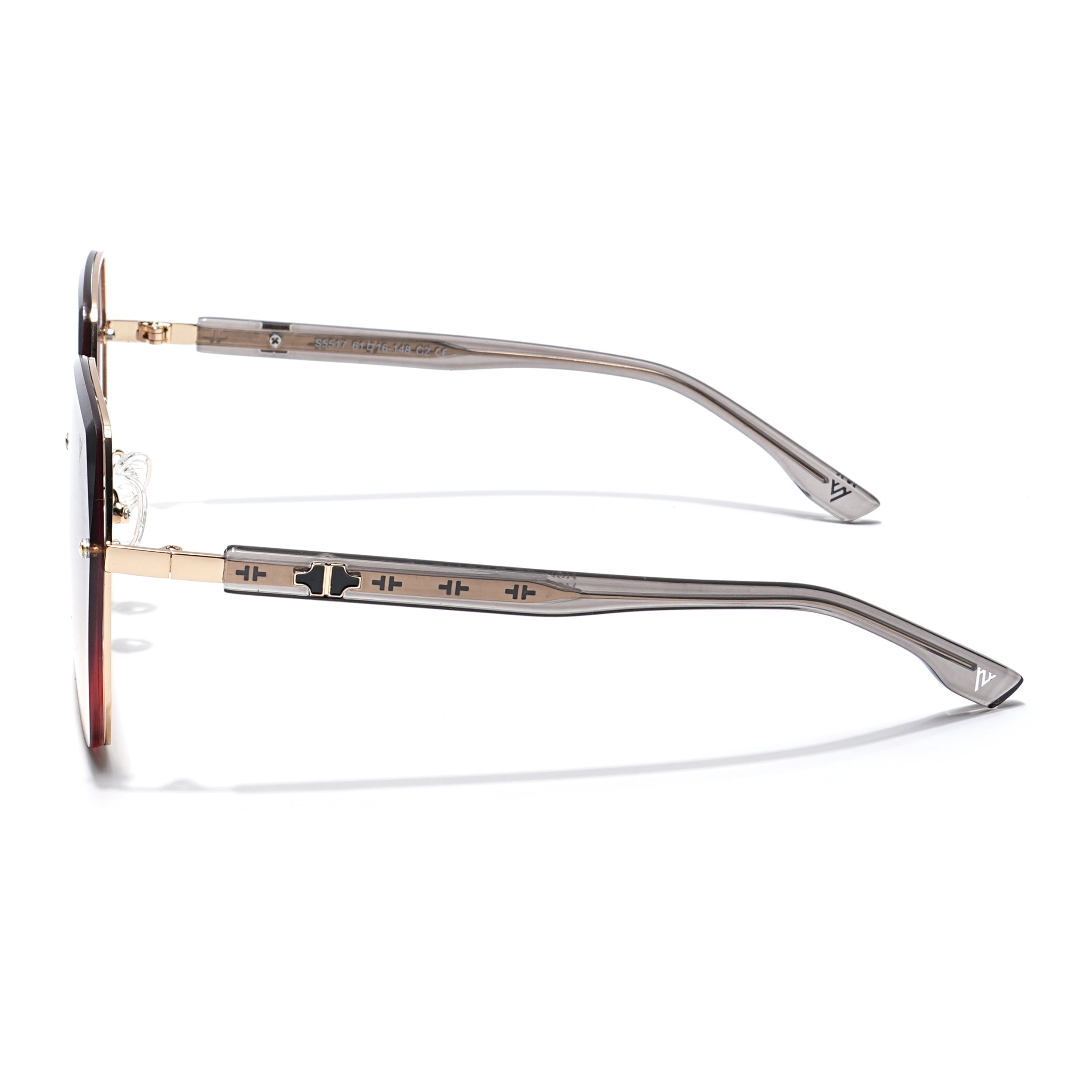 Voyage Select Over Size Sunglasses for Women (Grey & Light Brown Lens | Golden Frame - SLMG6229)