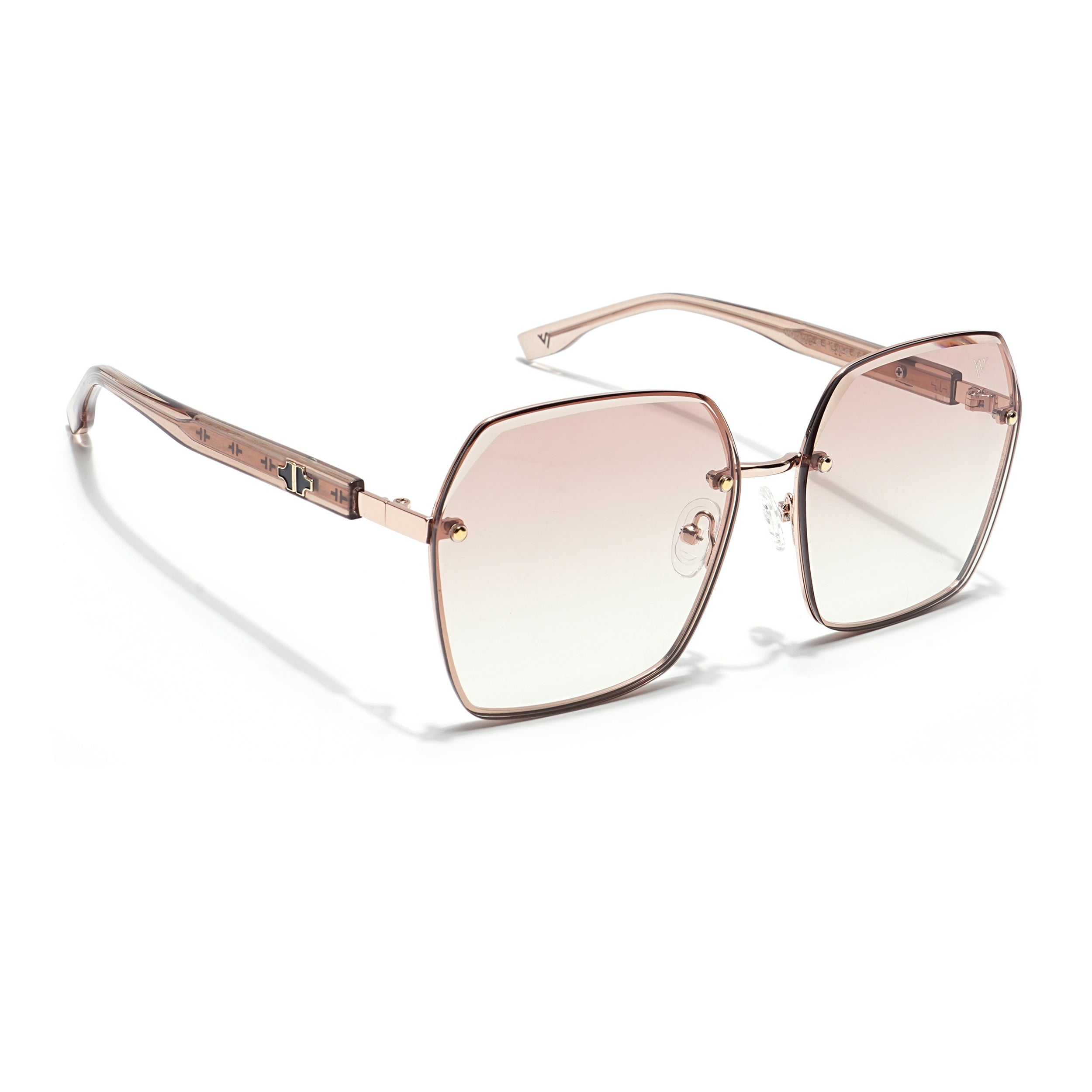 Voyage Select Over Size Sunglasses for Women (Brown & Clear Lens | Golden Frame - SLMG6230)