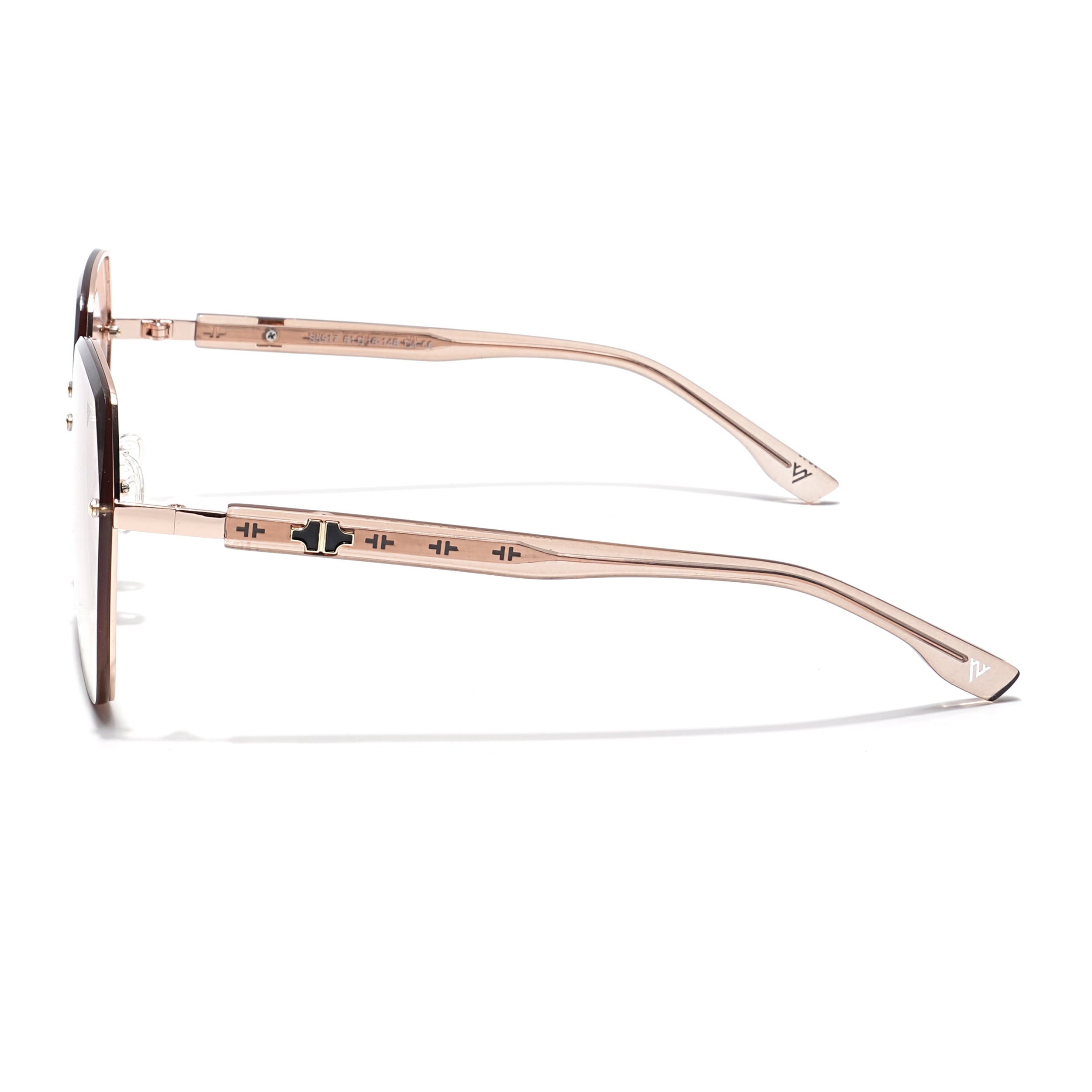 Voyage Select Over Size Sunglasses for Women (Brown & Clear Lens | Golden Frame - SLMG6230)