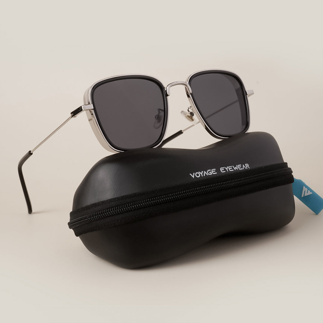 Voyage Black-Silver Retro Square Sunglasses MG2970