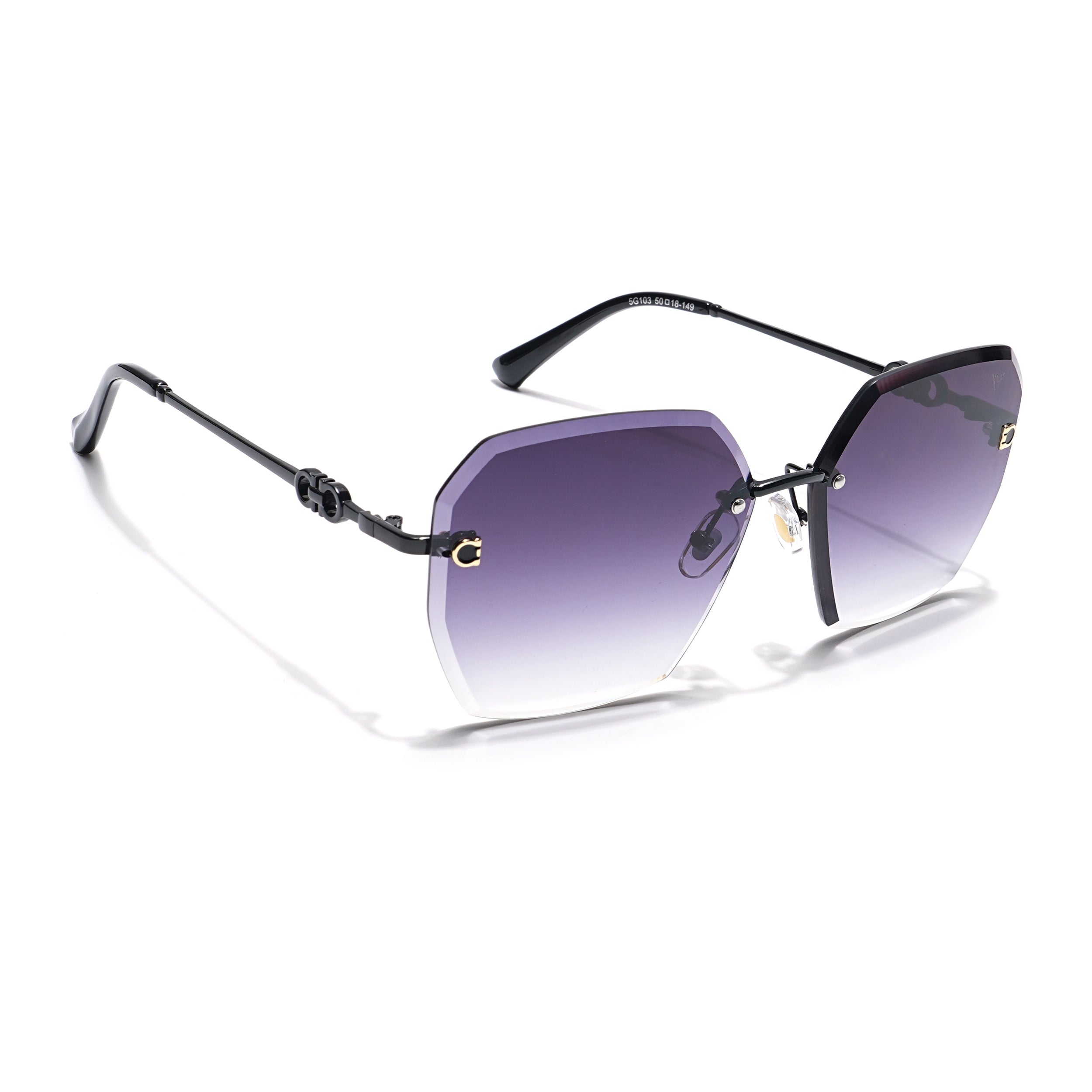 Oversize Sunglasses (Grey & Clear Lens | Rimless Frame - MG6021)