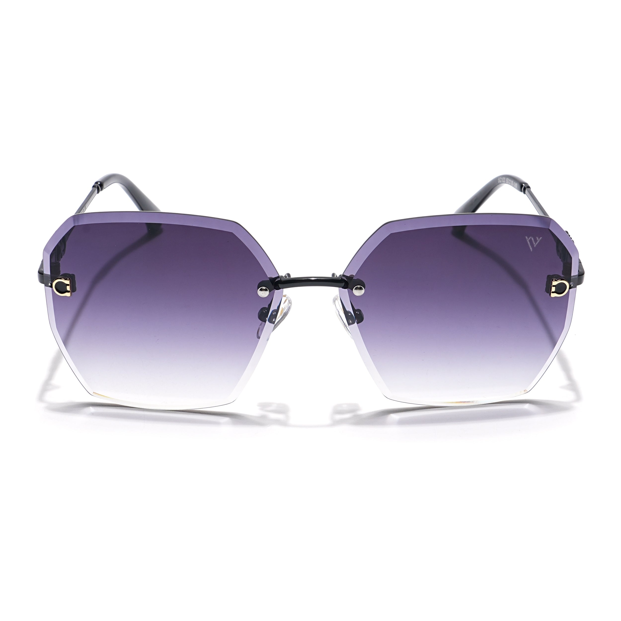 Oversize Sunglasses (Grey & Clear Lens | Rimless Frame - MG6021)