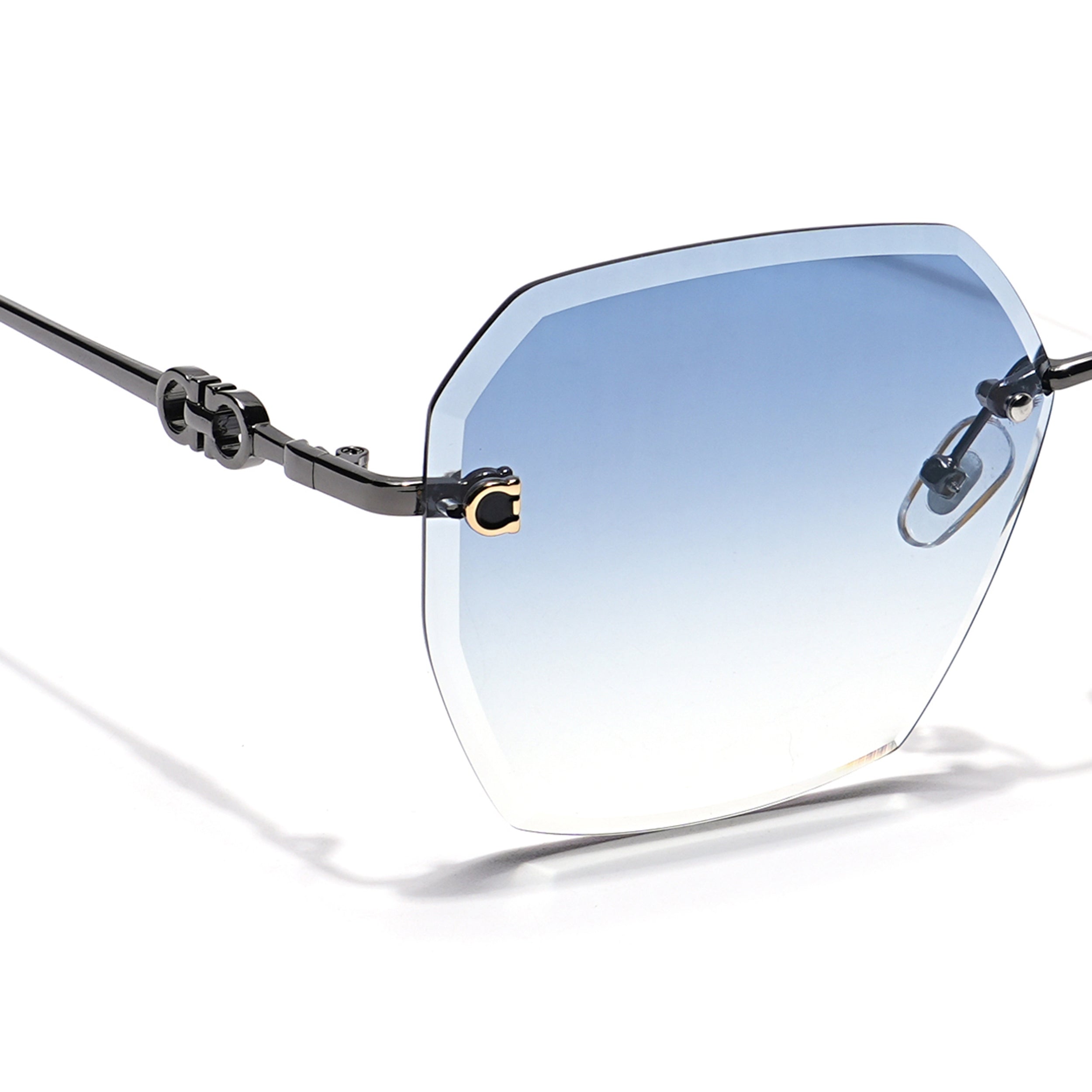 Oversize Sunglasses (Blue & Clear Lens | Rimless Frame - MG6025)