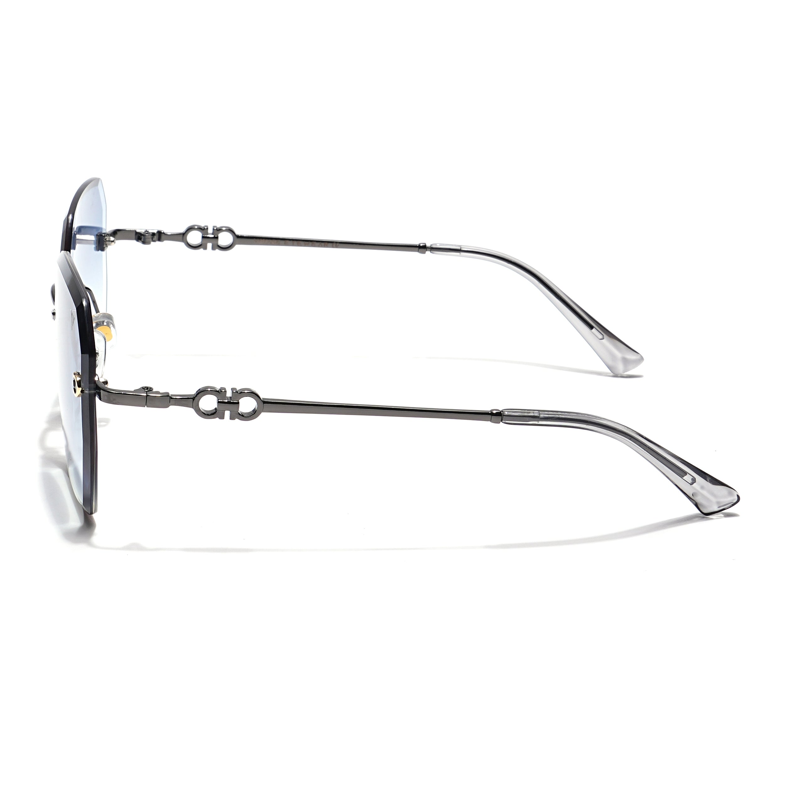Oversize Sunglasses (Blue & Clear Lens | Rimless Frame - MG6025)