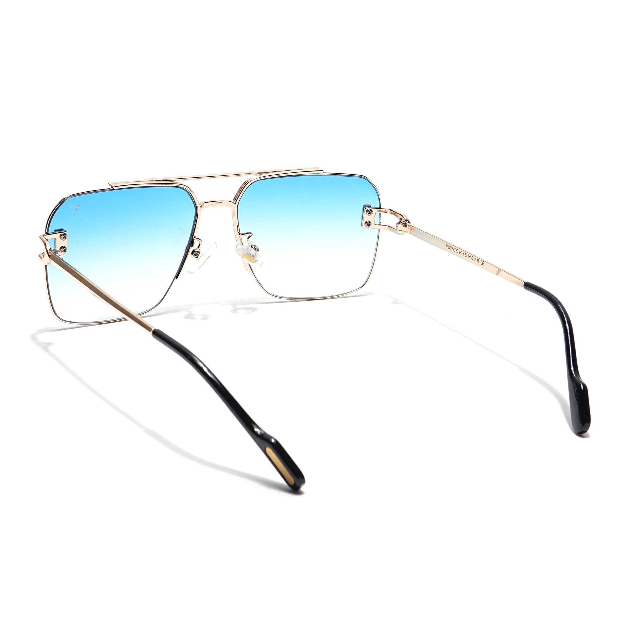 Wayfarer Sunglasses (Blue & Clear Lens | Golden Frame - MG6033)