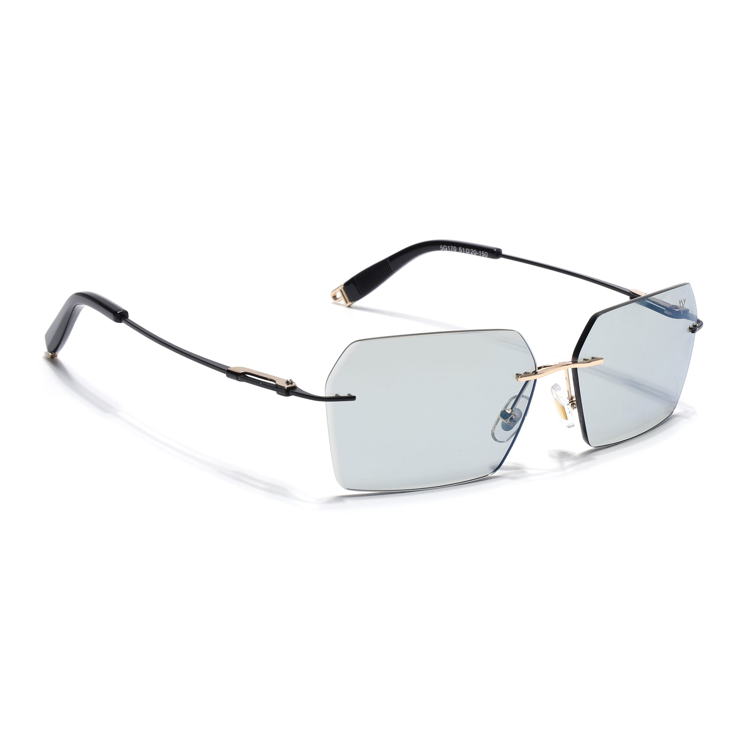 Evoke | Transparent Grey Rimless Sunglasses | Golden & Black Frame - MG7170