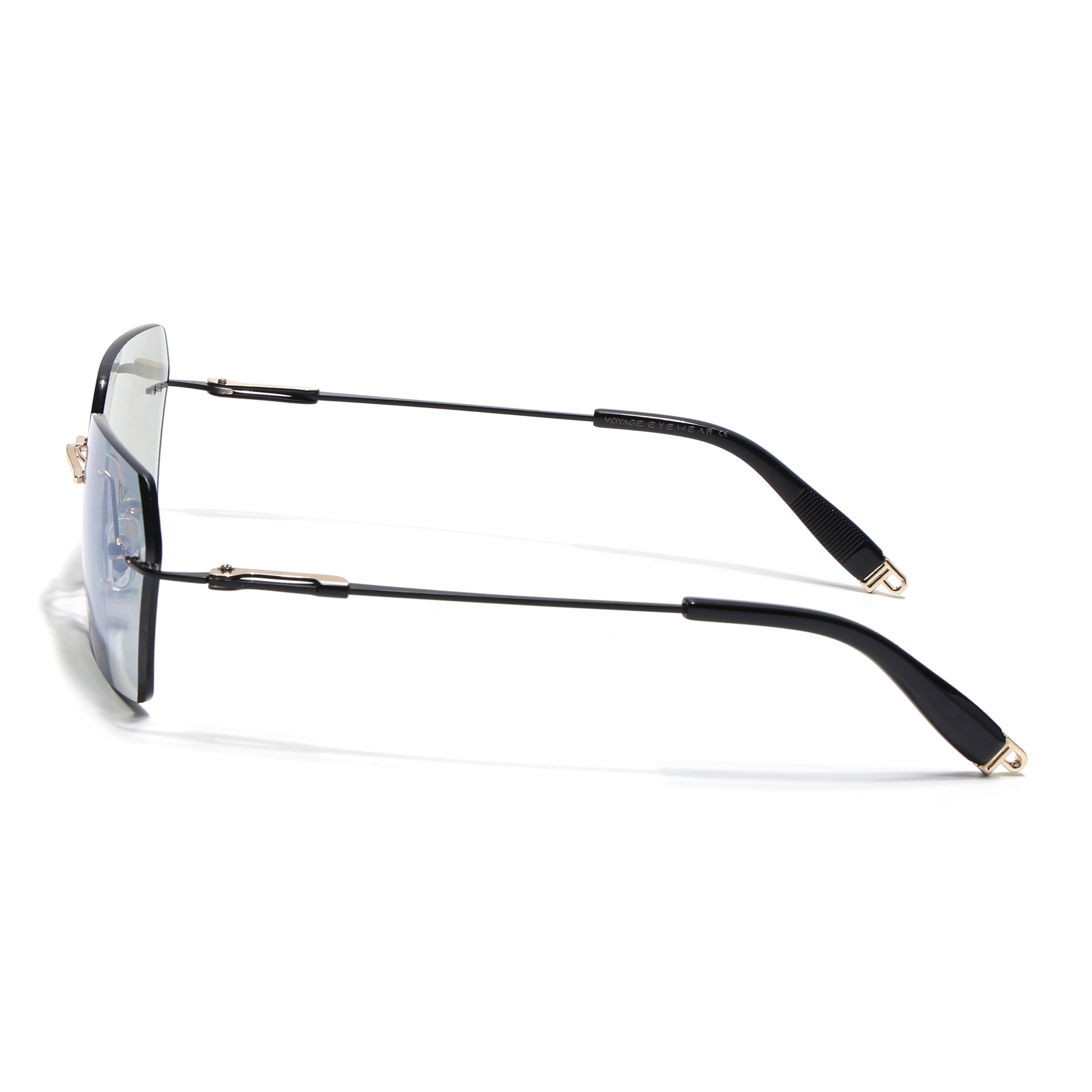 Evoke | Transparent Grey Rimless Sunglasses | Golden & Black Frame - MG7170