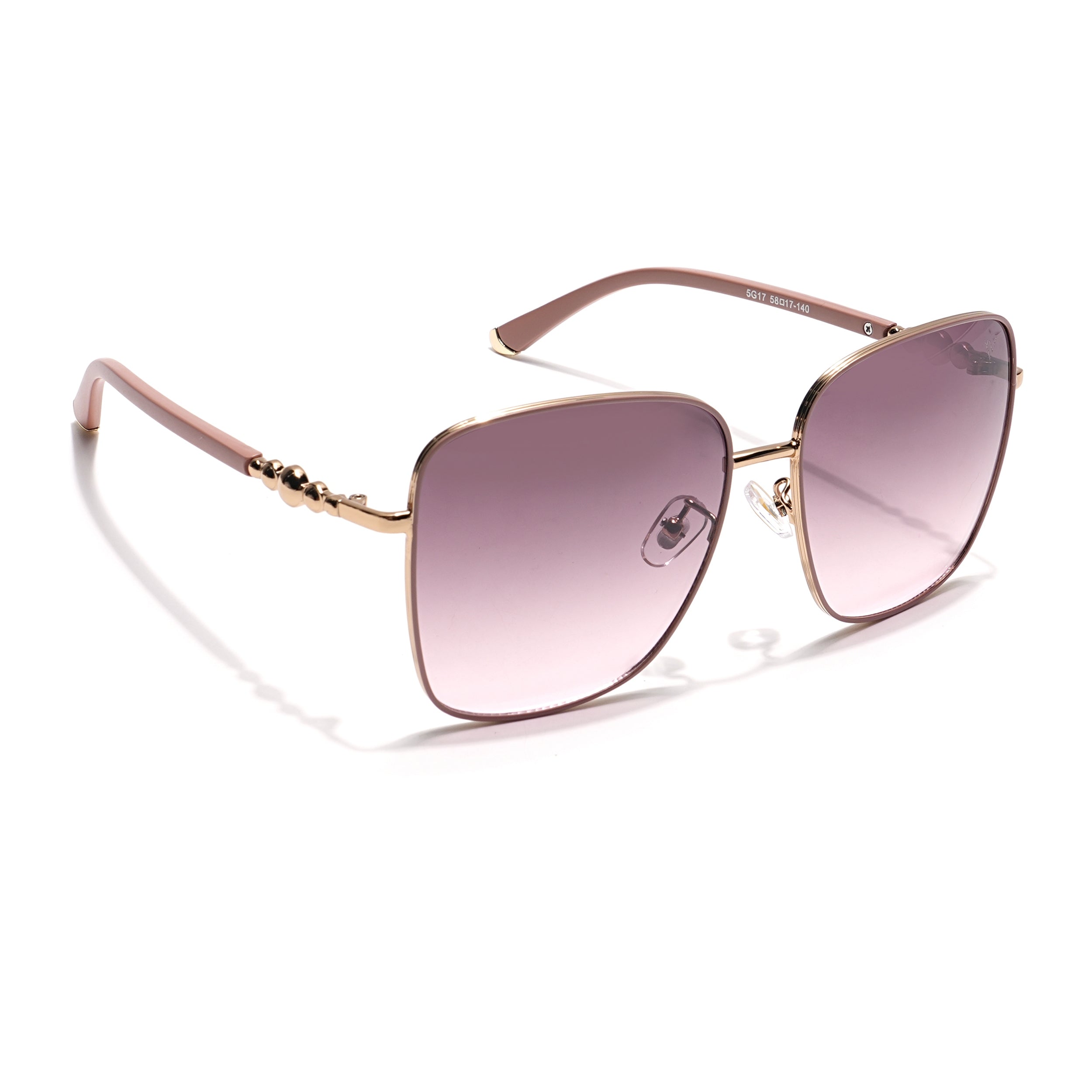 Square Sunglasses (Brown & Pink Lens | Golden & Nude Frame - MG6005)