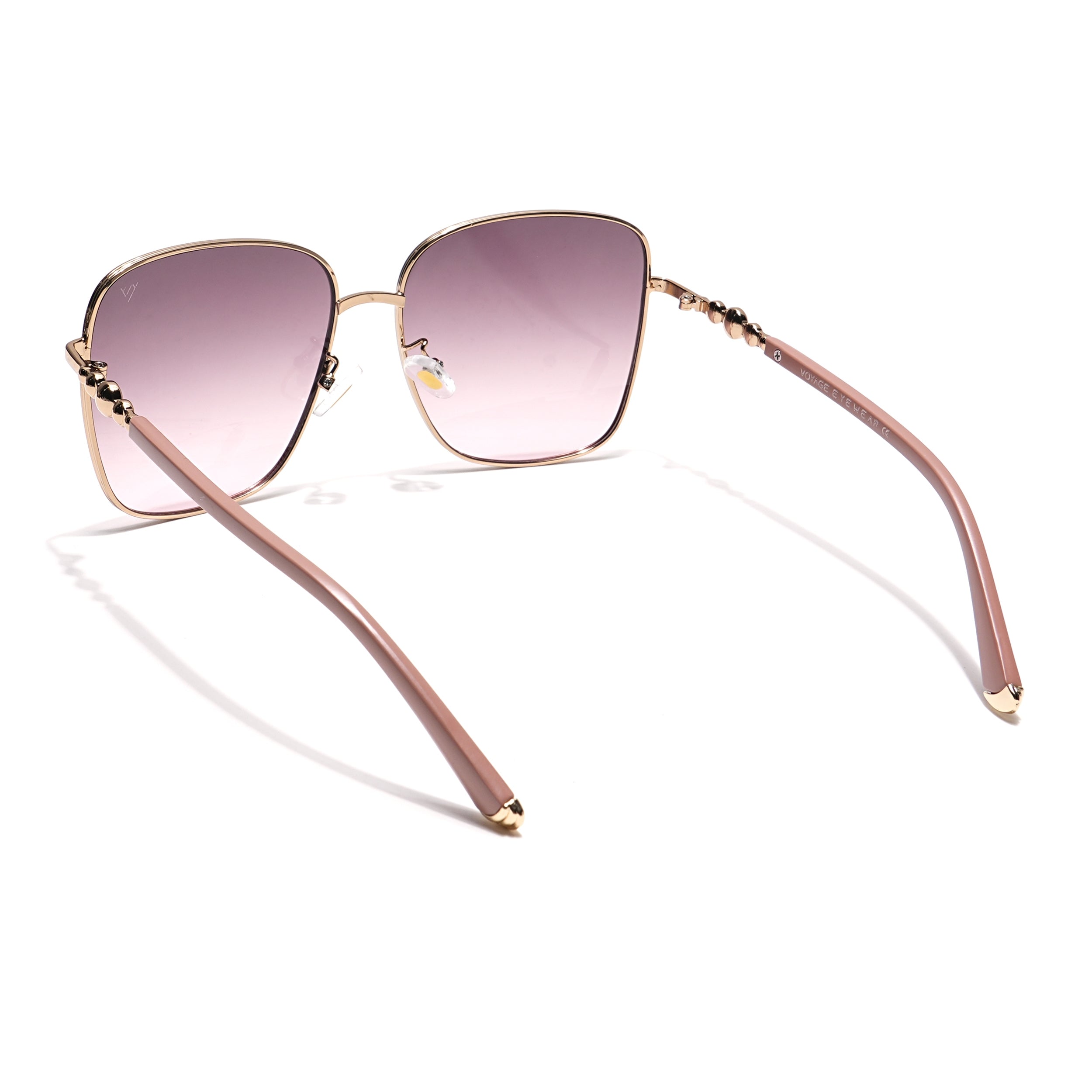 Square Sunglasses (Brown & Pink Lens | Golden & Nude Frame - MG6005)