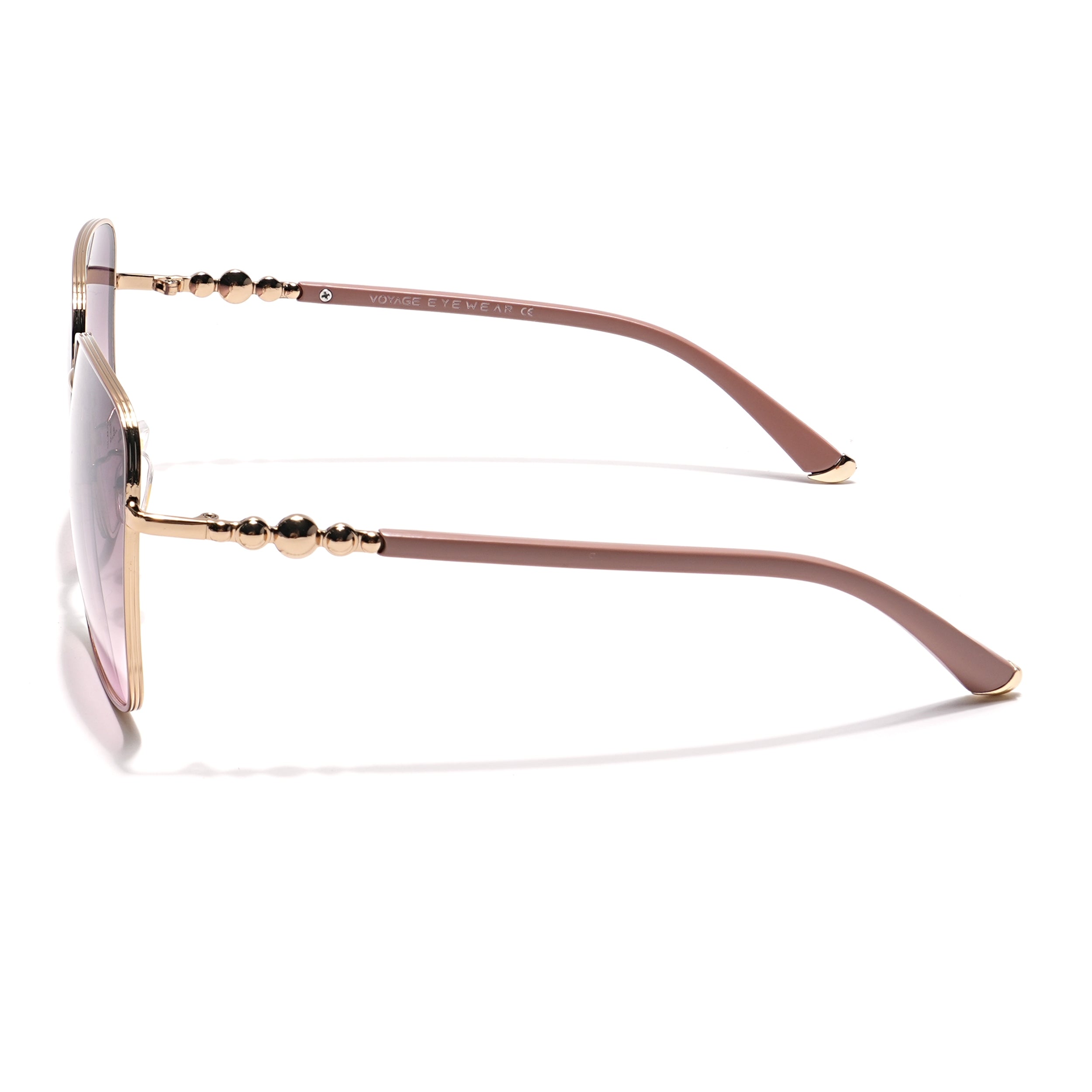 Square Sunglasses (Brown & Pink Lens | Golden & Nude Frame - MG6005)