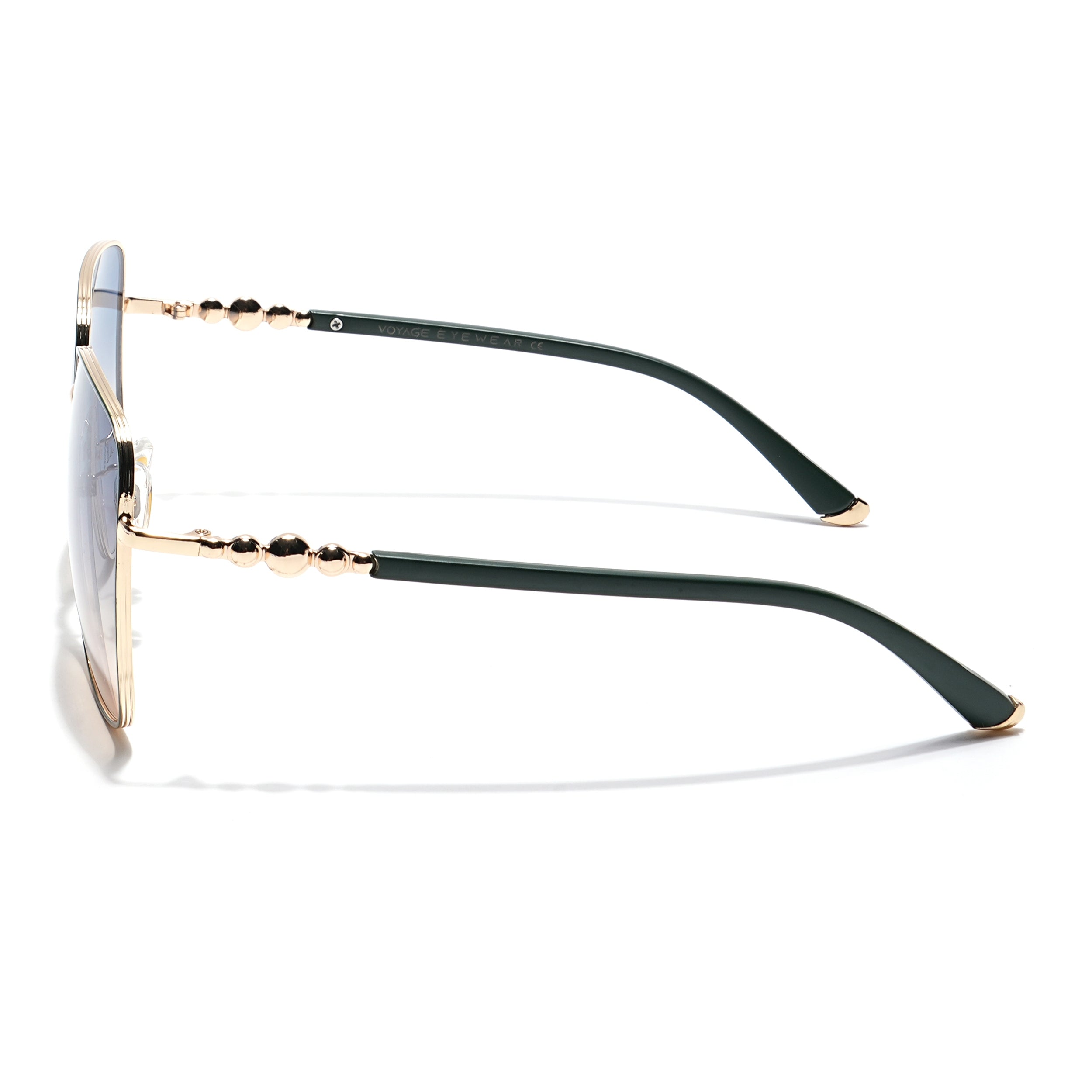 Square Sunglasses (Blue & Brown Lens | Golden & Green Frame - MG6007)