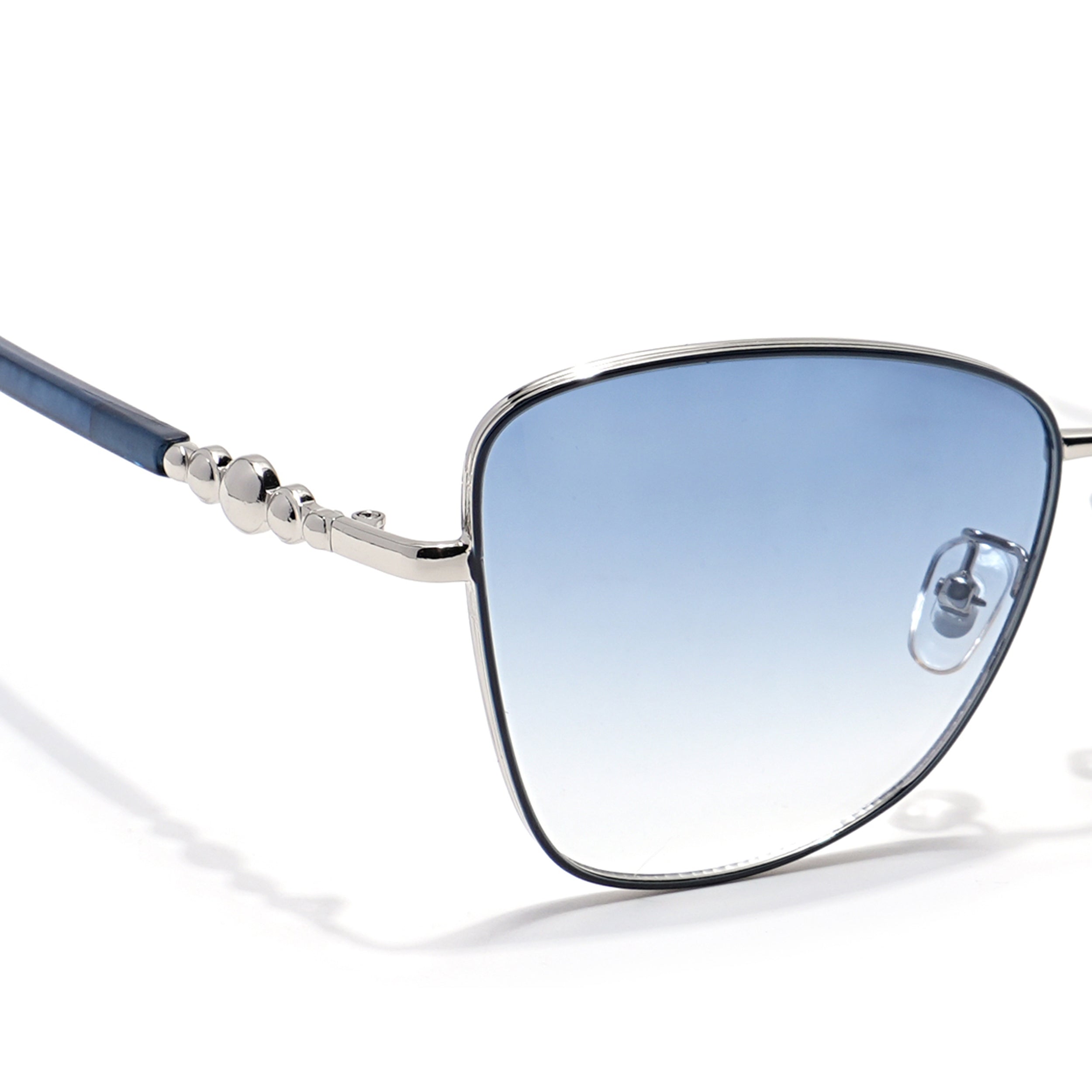 Cateye Sunglasses (Grey & Clear Lens | Silver & Blue Frame - MG5995)