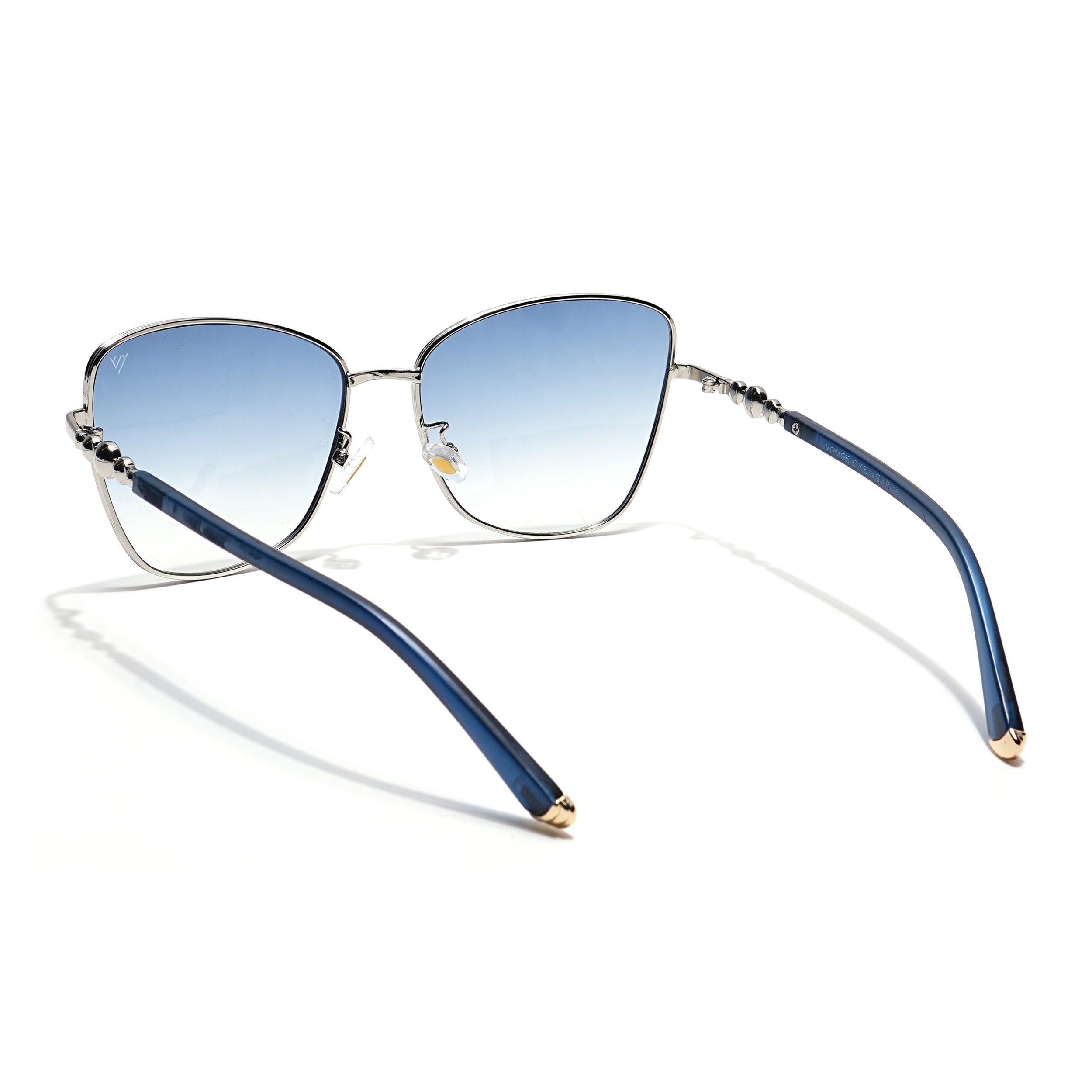 Cateye Sunglasses (Grey & Clear Lens | Silver & Blue Frame - MG5995)