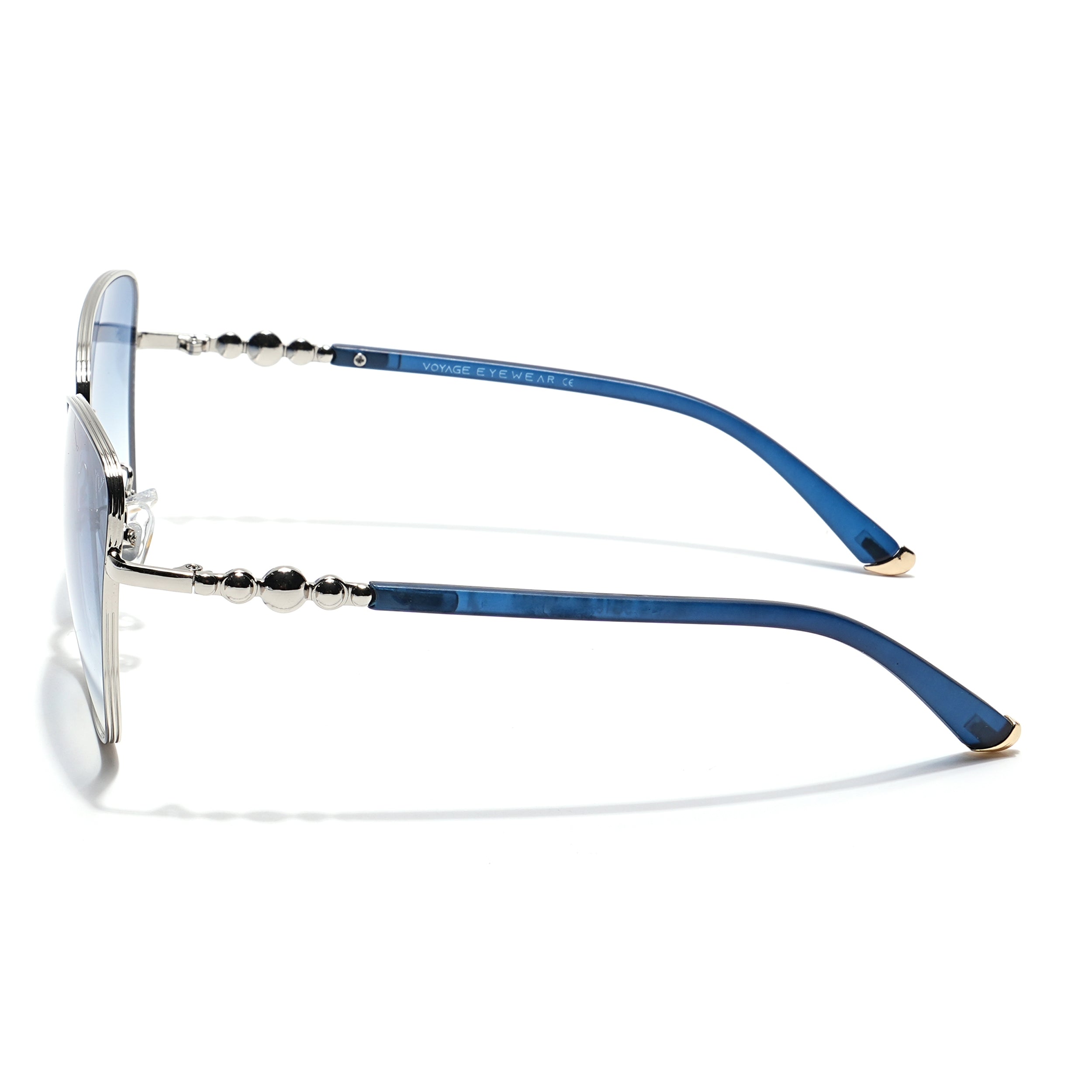 Cateye Sunglasses (Grey & Clear Lens | Silver & Blue Frame - MG5995)