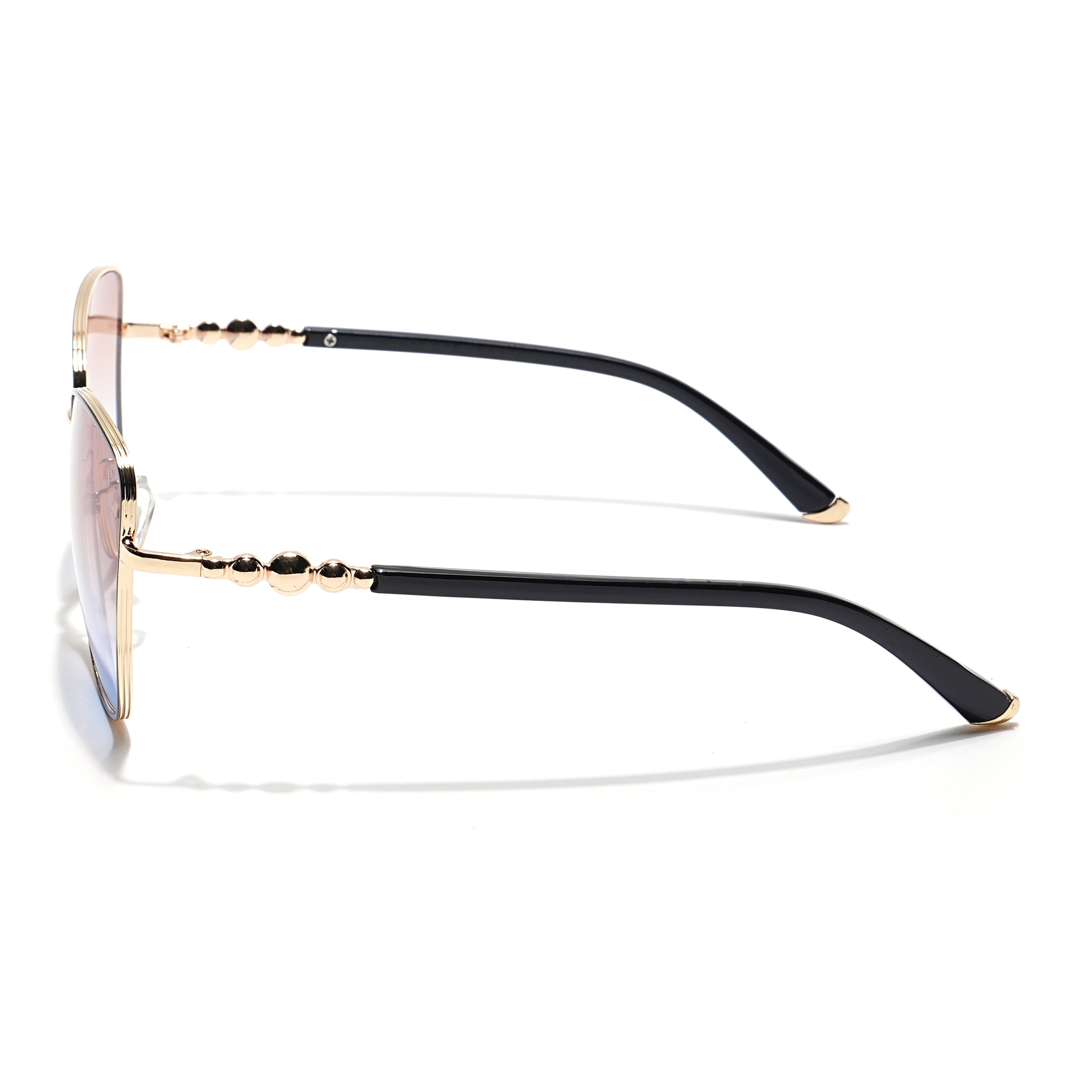 Cateye Sunglasses (Brown & Blue Lens | Golden & Black Frame - MG5996)