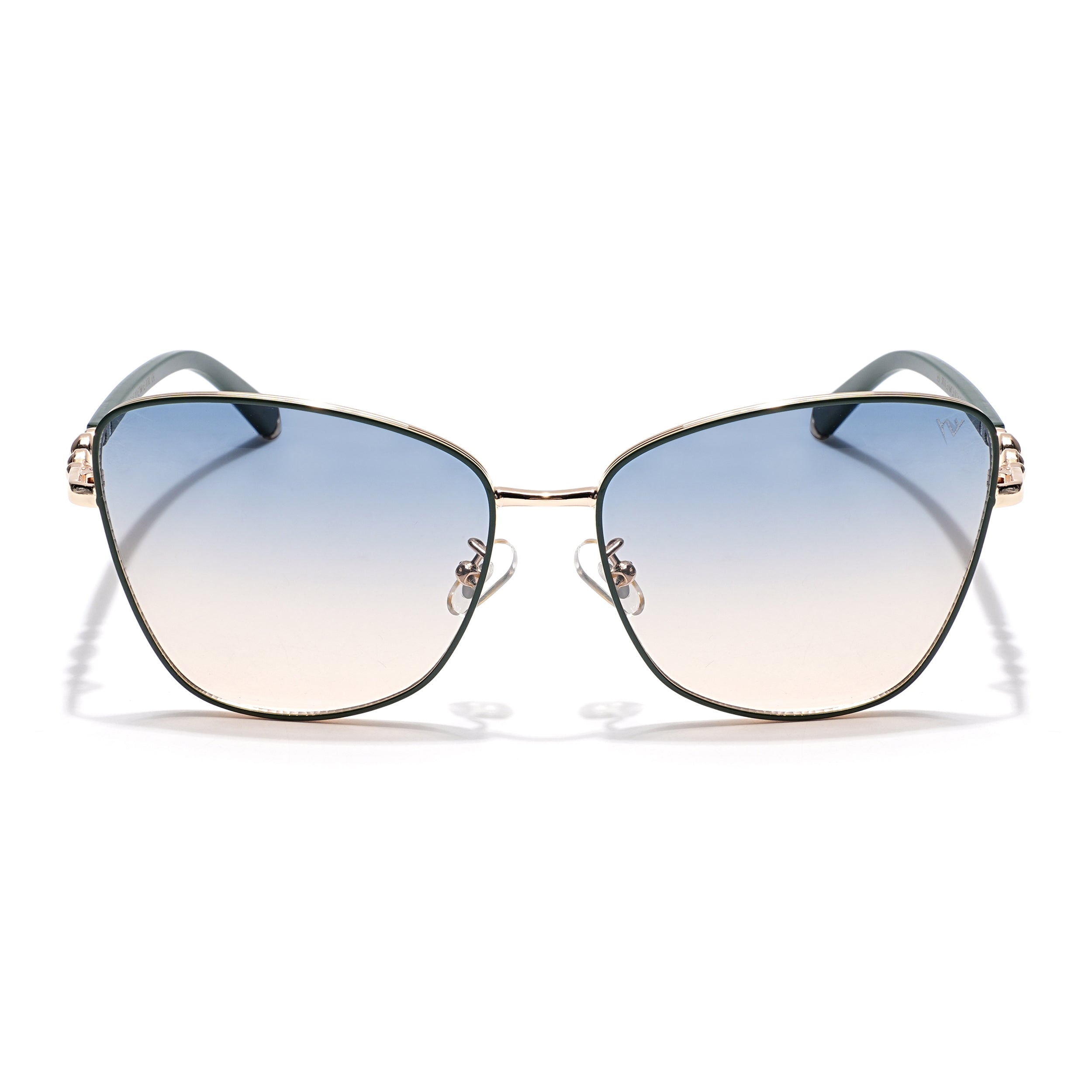 Cateye Sunglasses (Blue & Brown Lens | Golden & Green Frame - MG6000)