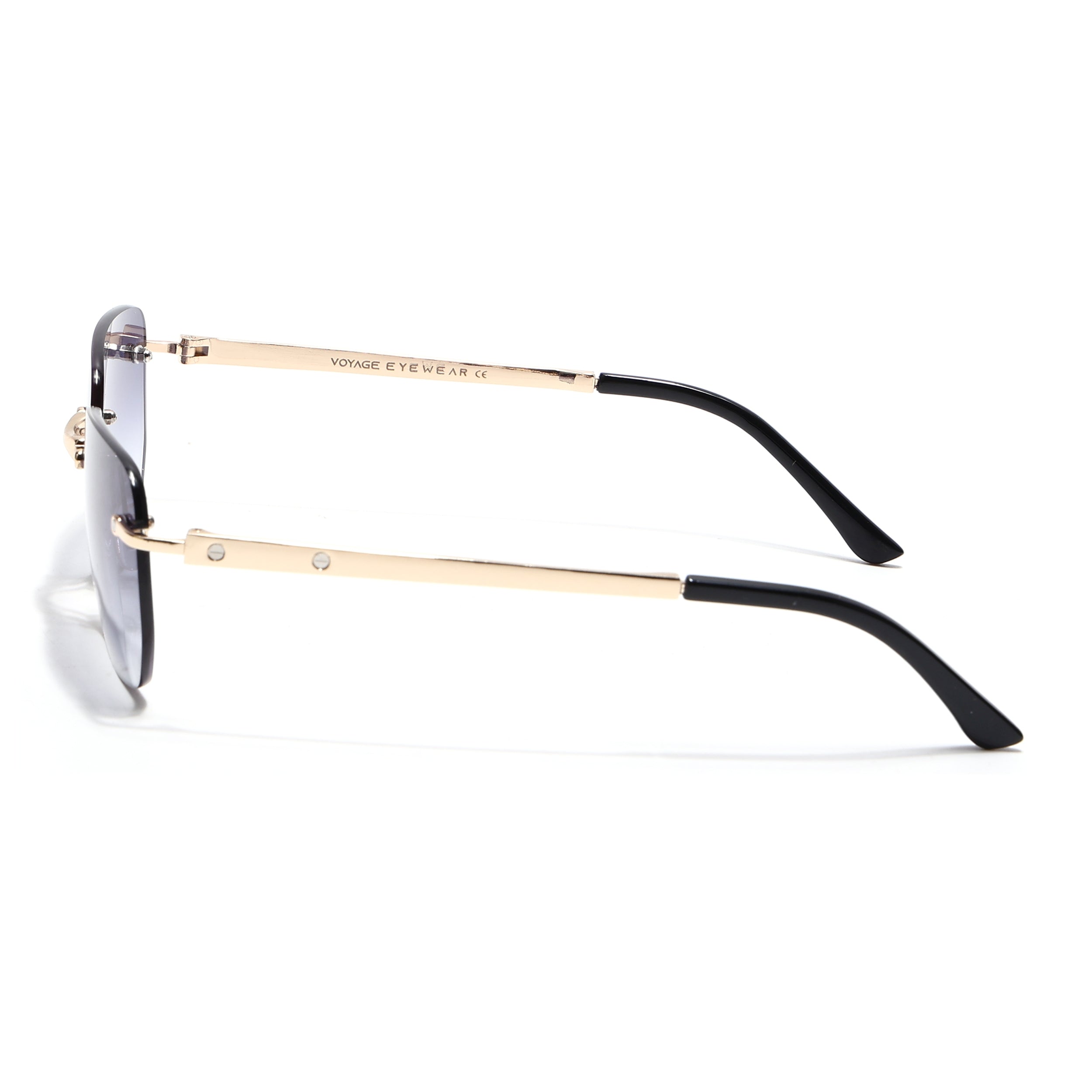 Rayn | Grey & Clear Rimless Sunglasses | Golden Frame - MG7604