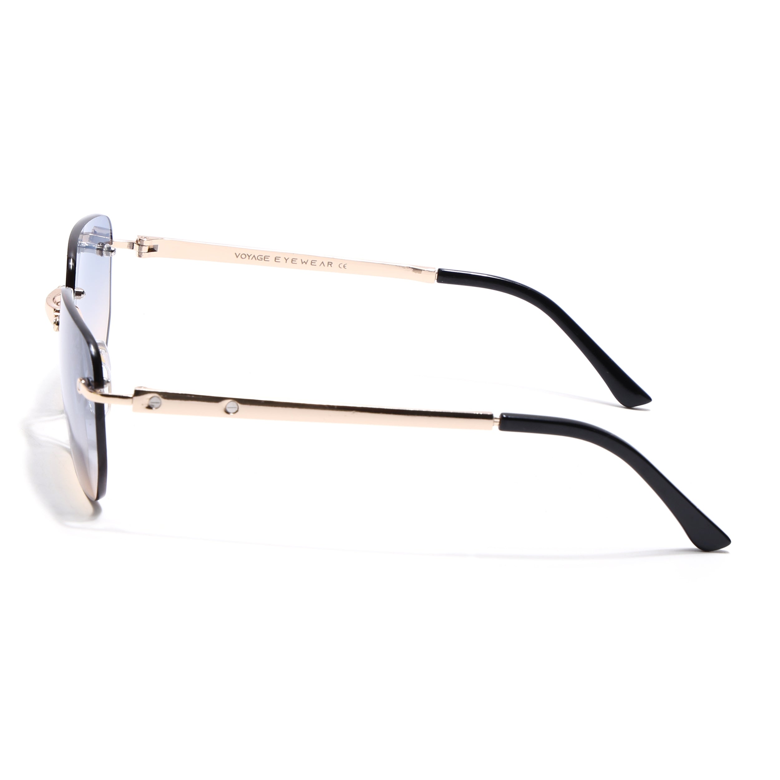 Rayn | Blue & Brown Rimless Sunglasses | Golden Frame - MG7605