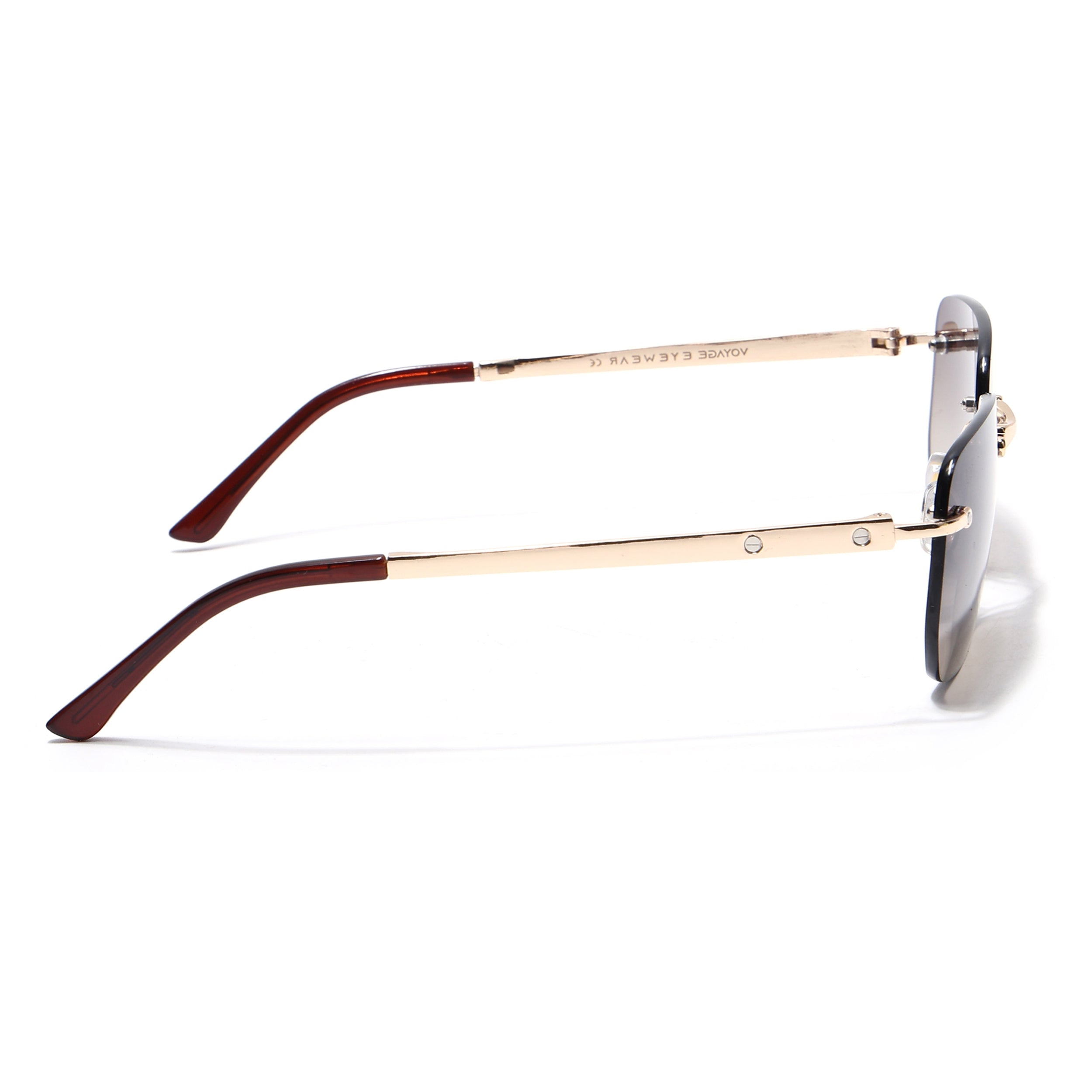 Rayn | Brown & Clear Rimless Sunglasses | Golden Frame - MG7606