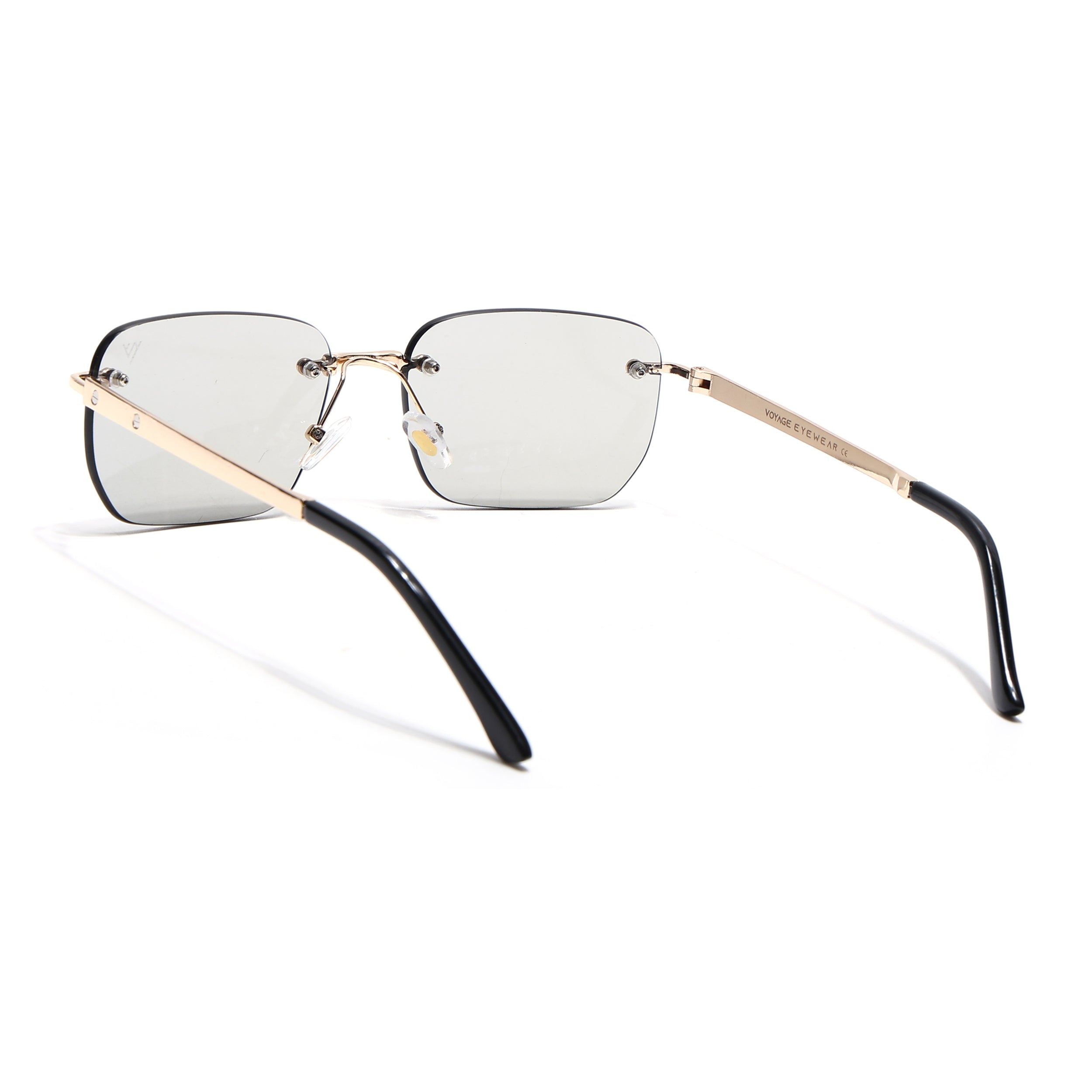 Rayn | Light Black Rimless Sunglasses | Golden Frame - MG7607