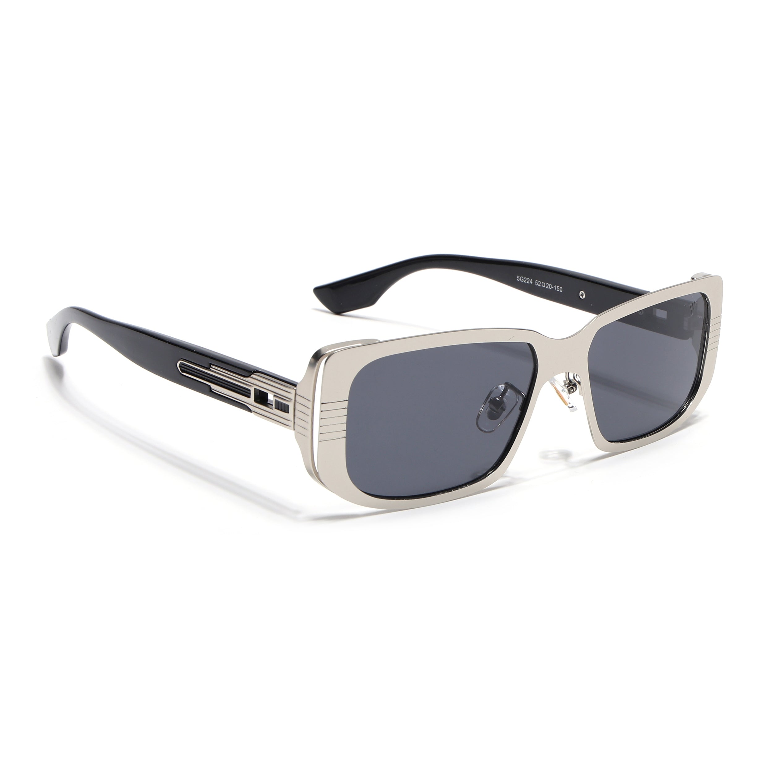 Rectangle Sunglasses for Men & Women (Grey Lens | Silver Frame - MG6897)