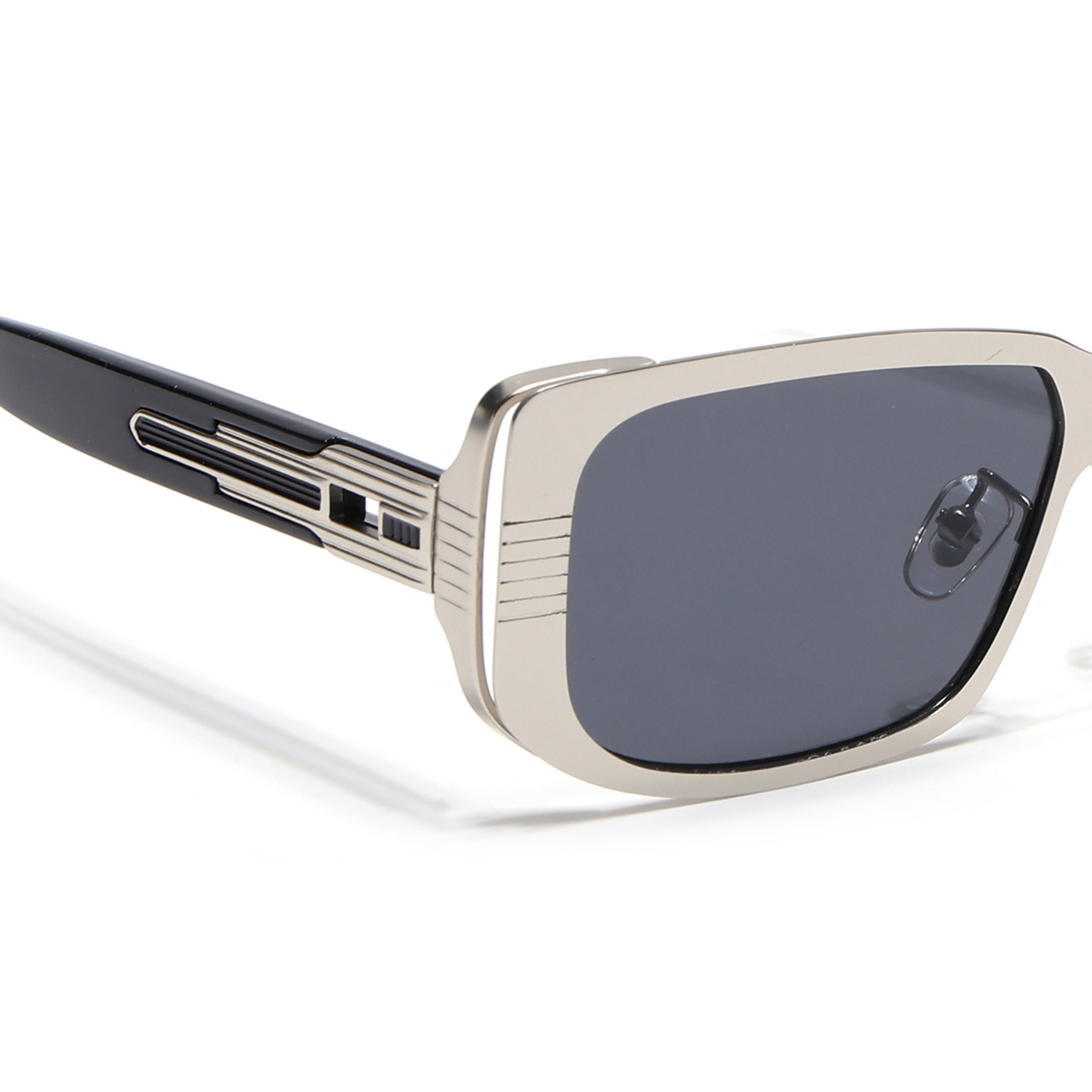 Rectangle Sunglasses for Men & Women (Grey Lens | Silver Frame - MG6897)