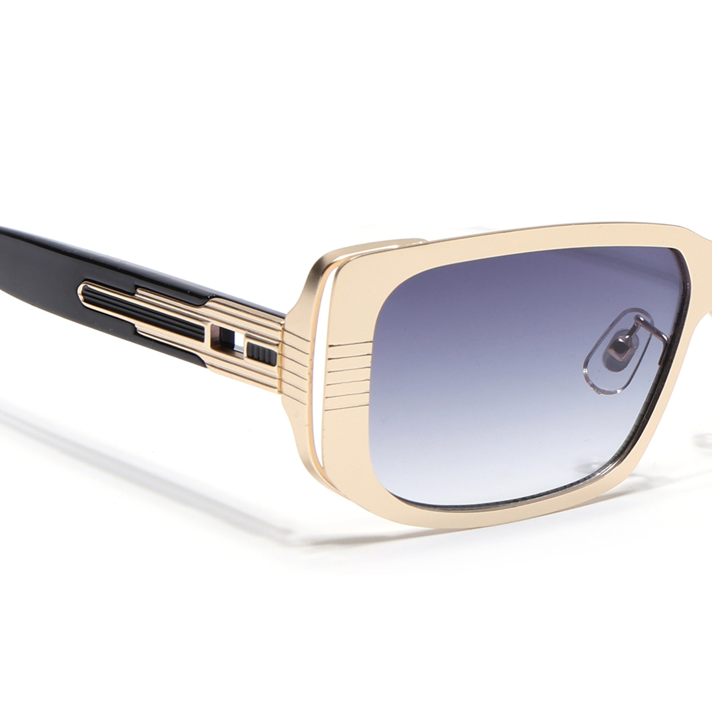 Rectangle Sunglasses for Men & Women (Grey & Clear Lens | Golden Frame - MG6898)