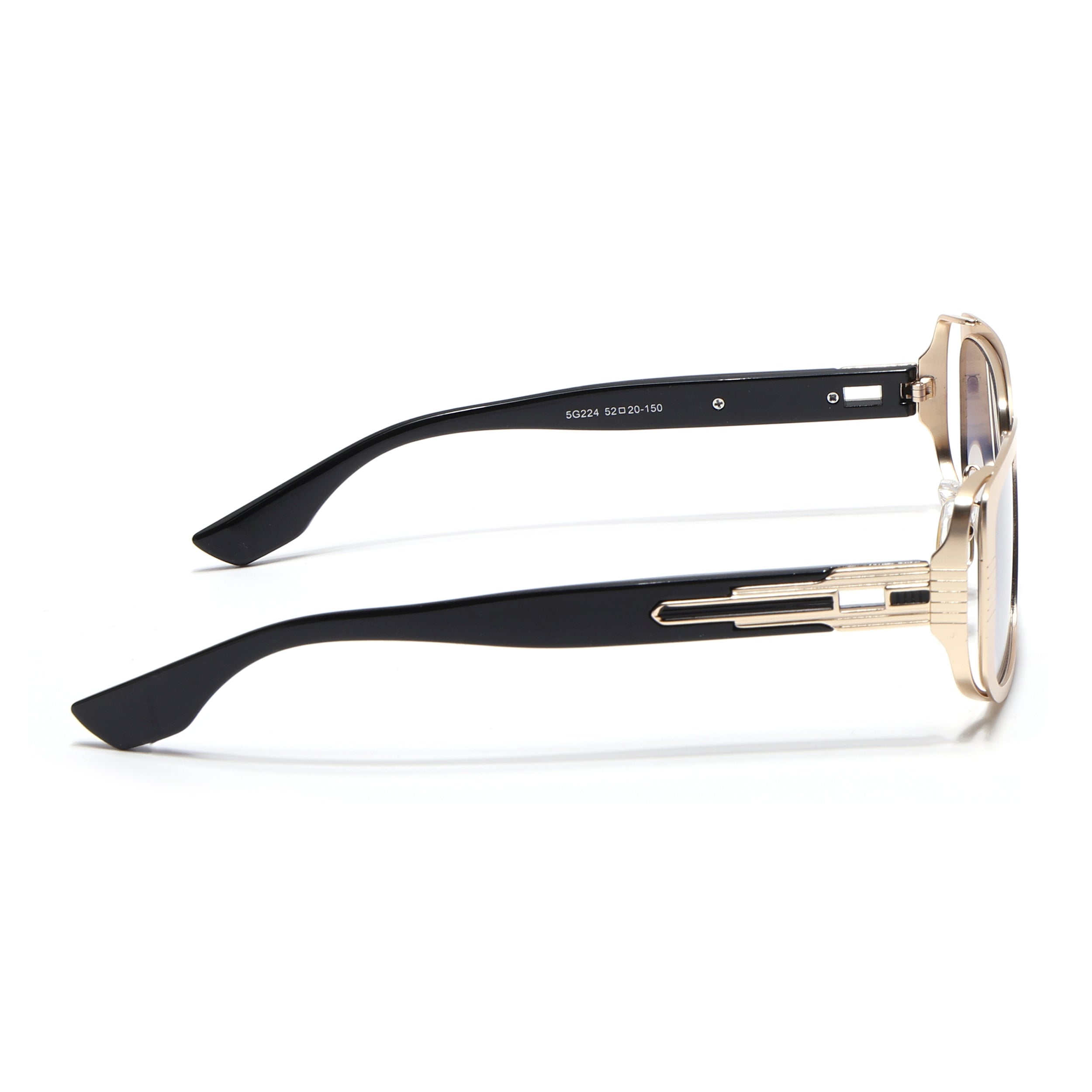Rectangle Sunglasses for Men & Women (Grey & Clear Lens | Golden Frame - MG6898)