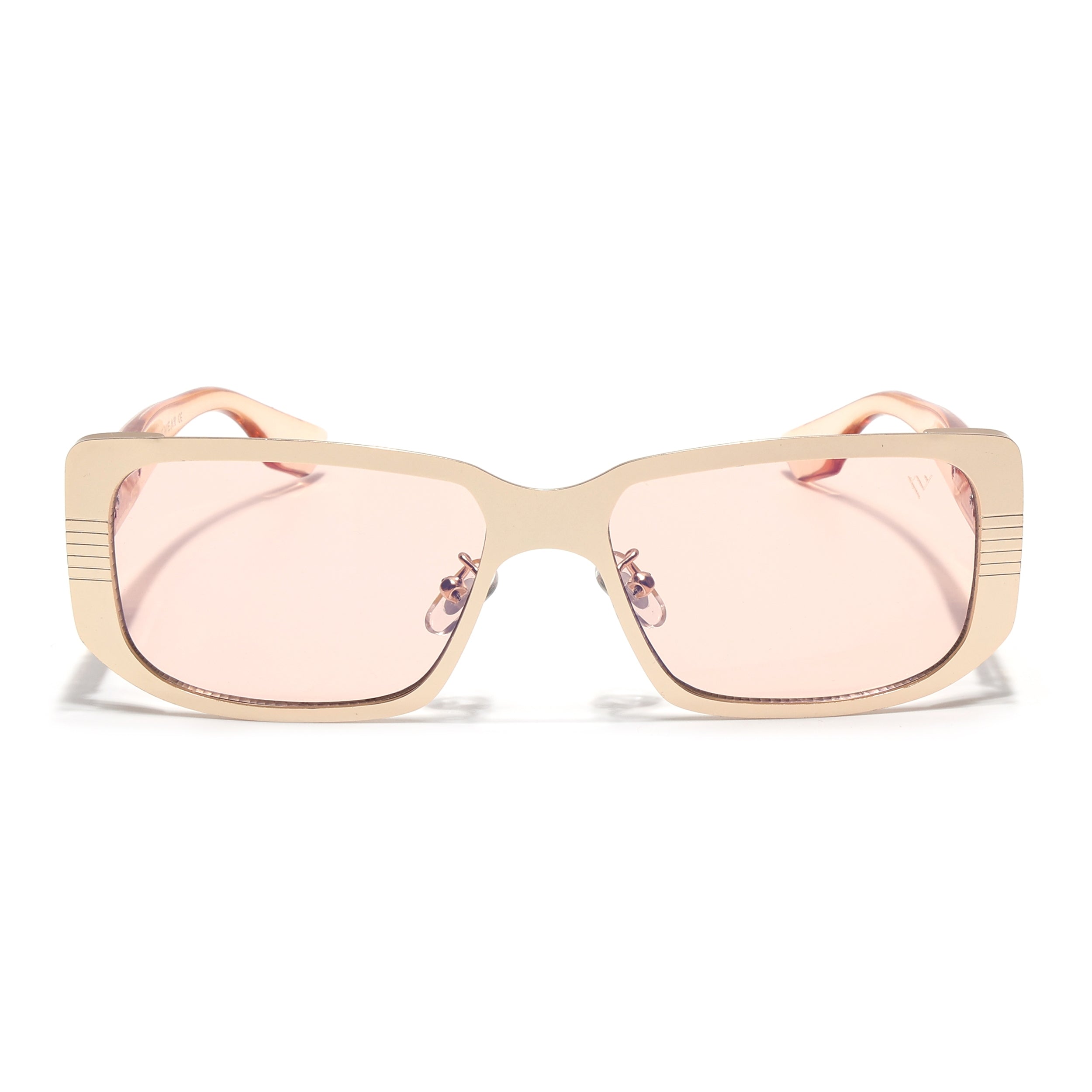 Rectangle Sunglasses for Men & Women (Light Brown Lens | Golden Frame - MG6900)