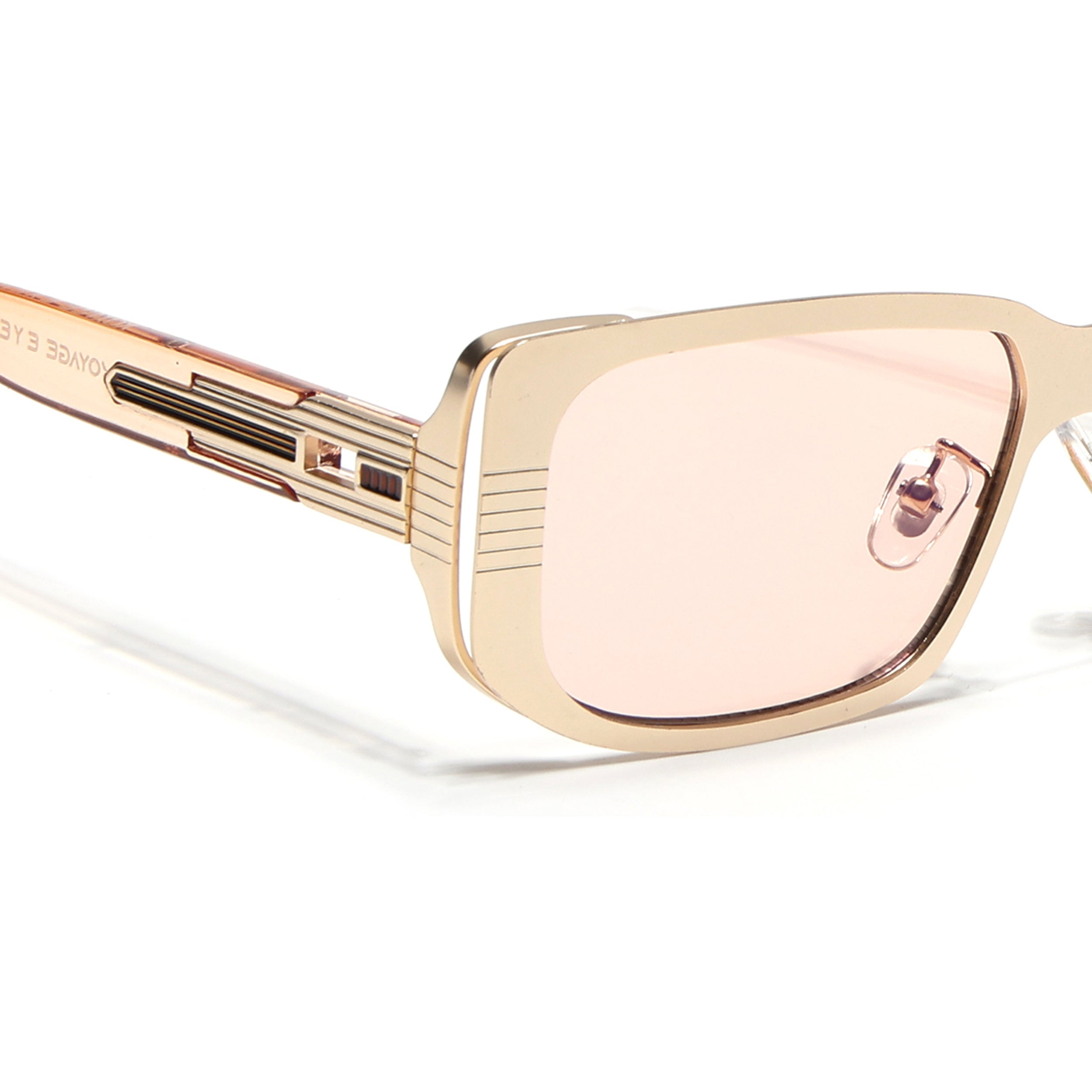 Rectangle Sunglasses for Men & Women (Light Brown Lens | Golden Frame - MG6900)