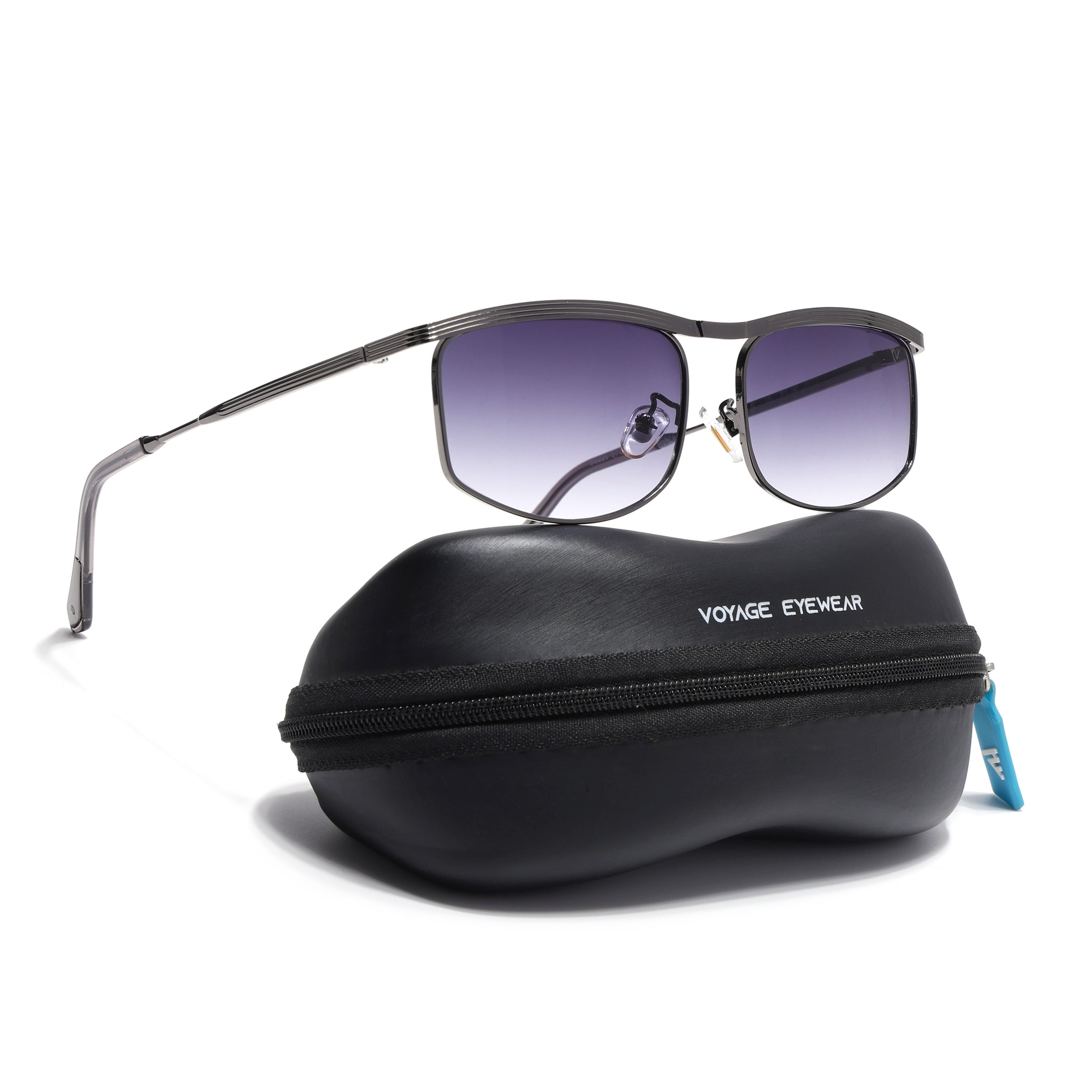 Rectangle Sunglasses for Men & Women (Grey & Clear Lens | Grey Frame - MG6902)