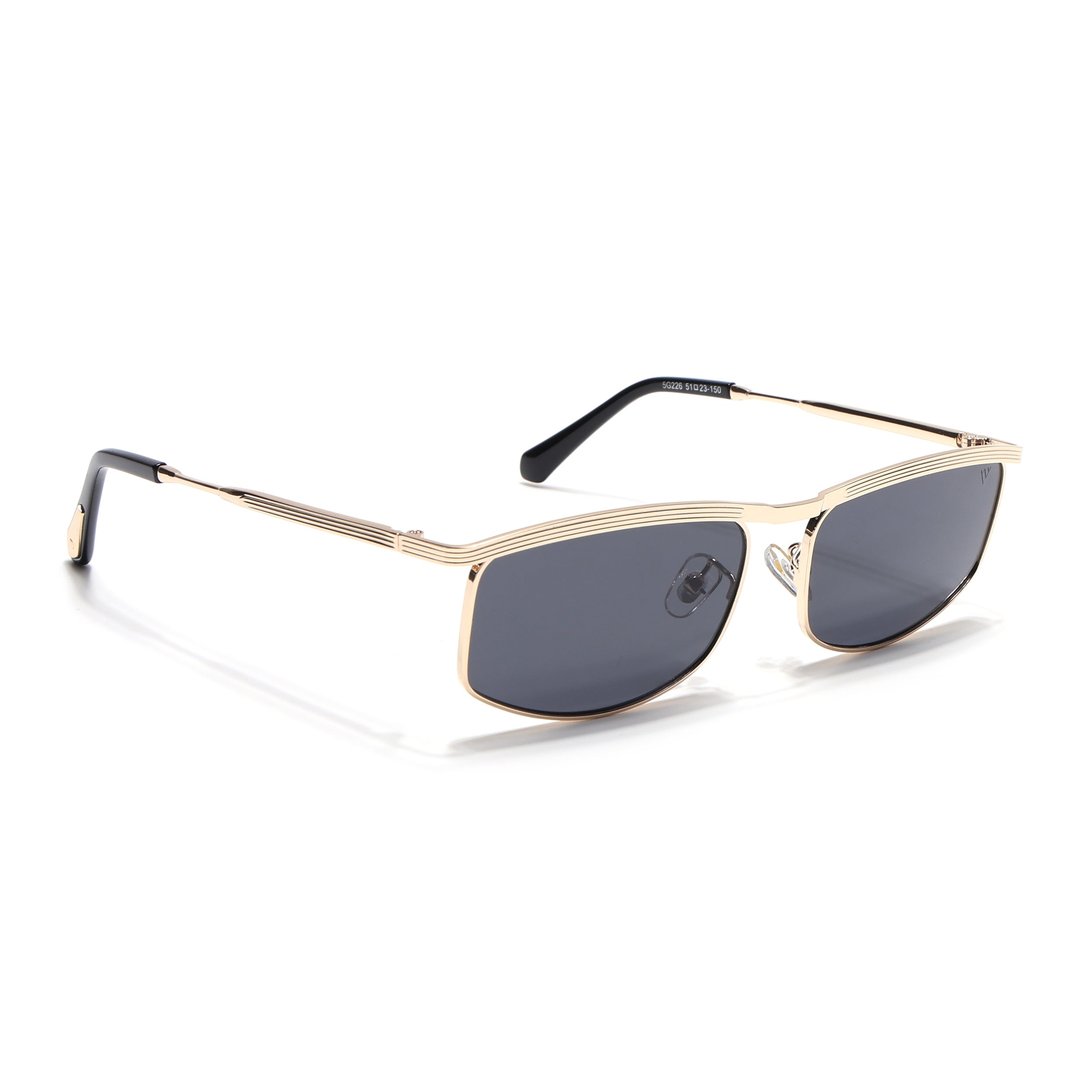 Rectangle Sunglasses for Men & Women (Black Lens | Golden Frame - MG6904)