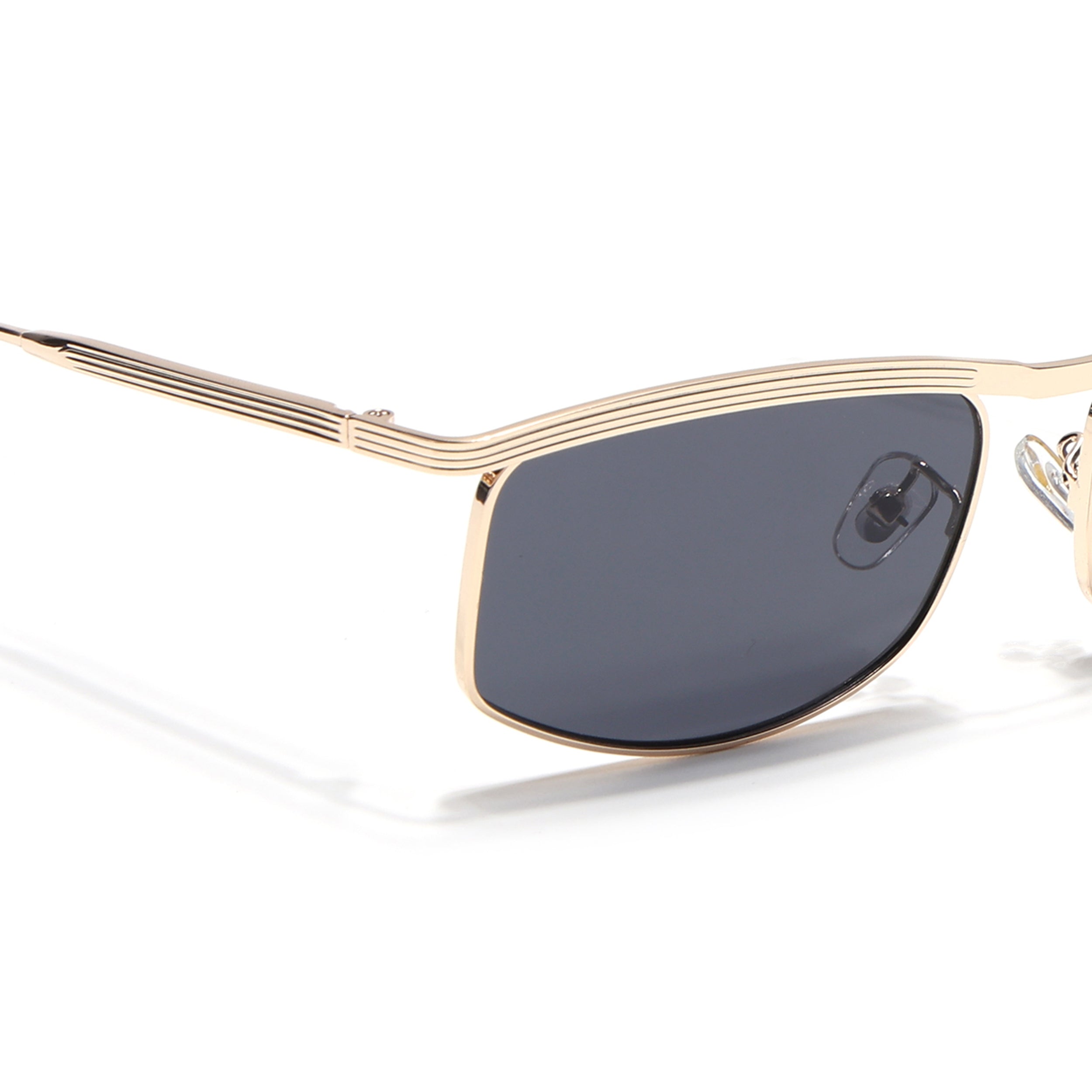 Rectangle Sunglasses for Men & Women (Black Lens | Golden Frame - MG6904)