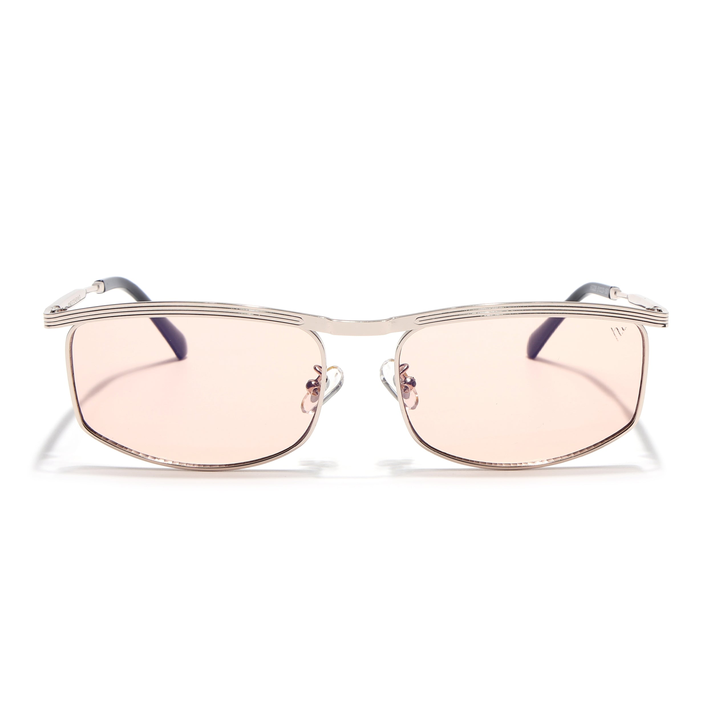 Rectangle Sunglasses for Men & Women (Light Pink Lens | Golden Frame - MG6905)