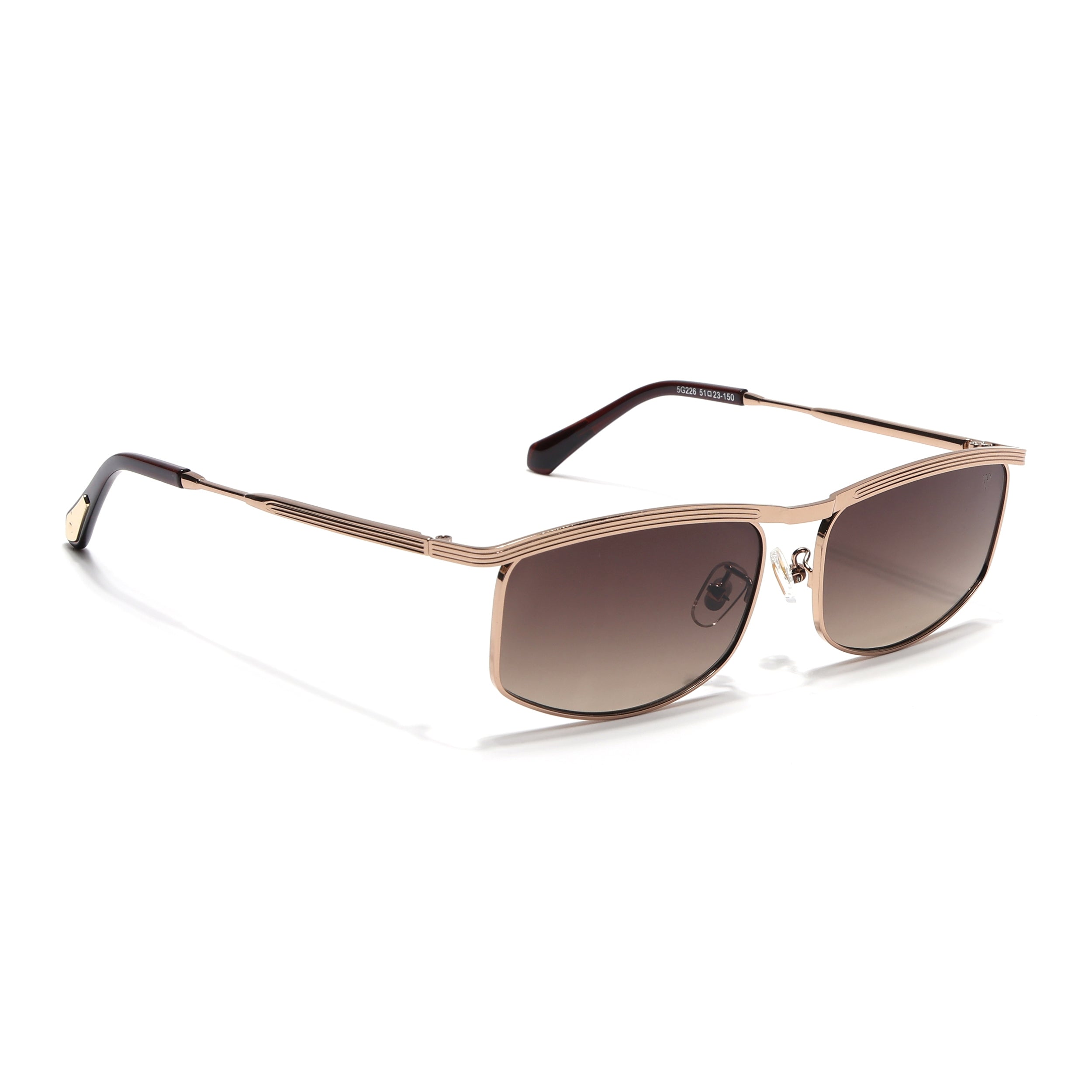 Rectangle Sunglasses for Men & Women (Brown & Clear Lens | Golden Frame - MG6906)