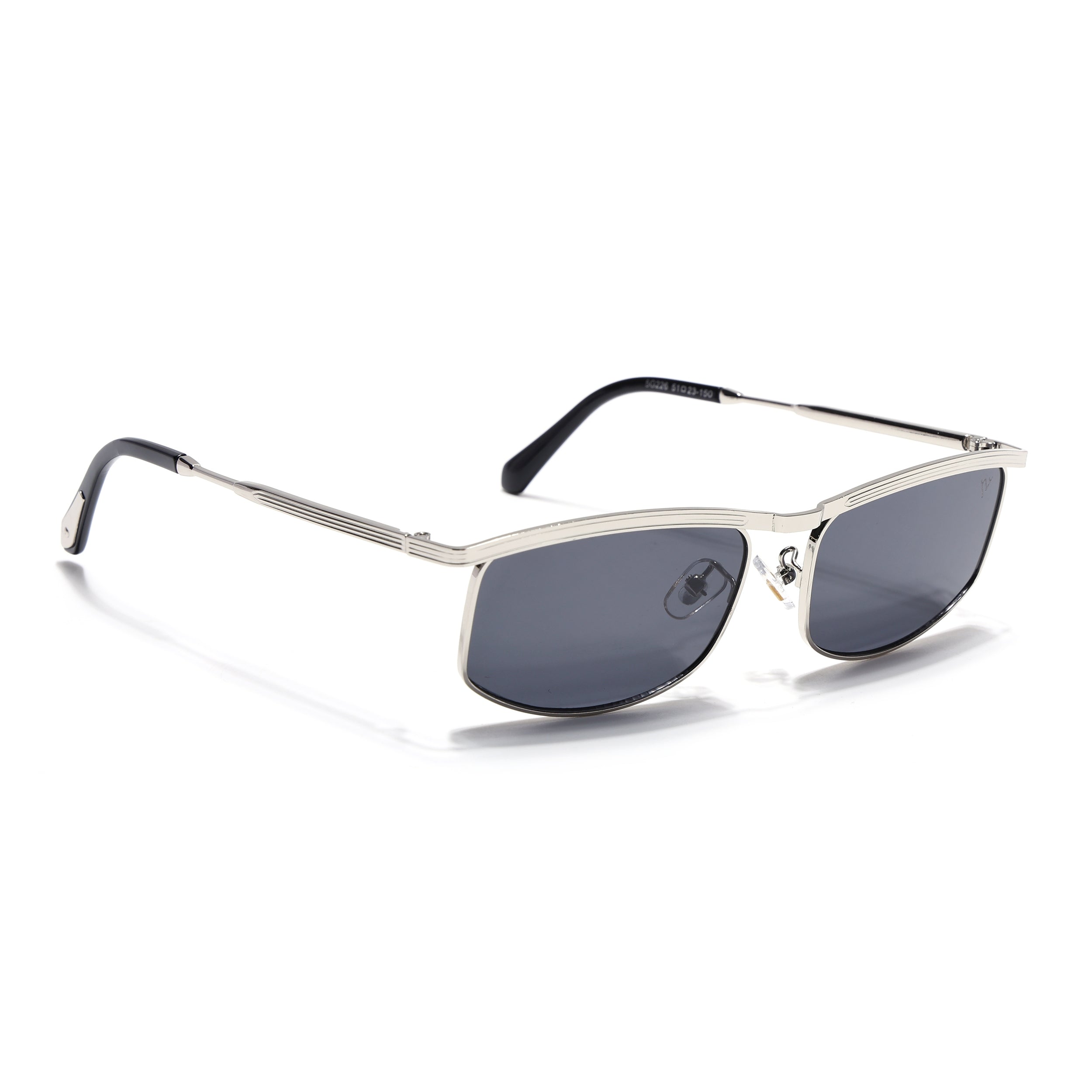 Rectangle Sunglasses for Men & Women (Black Lens | Silver Frame - MG7539)