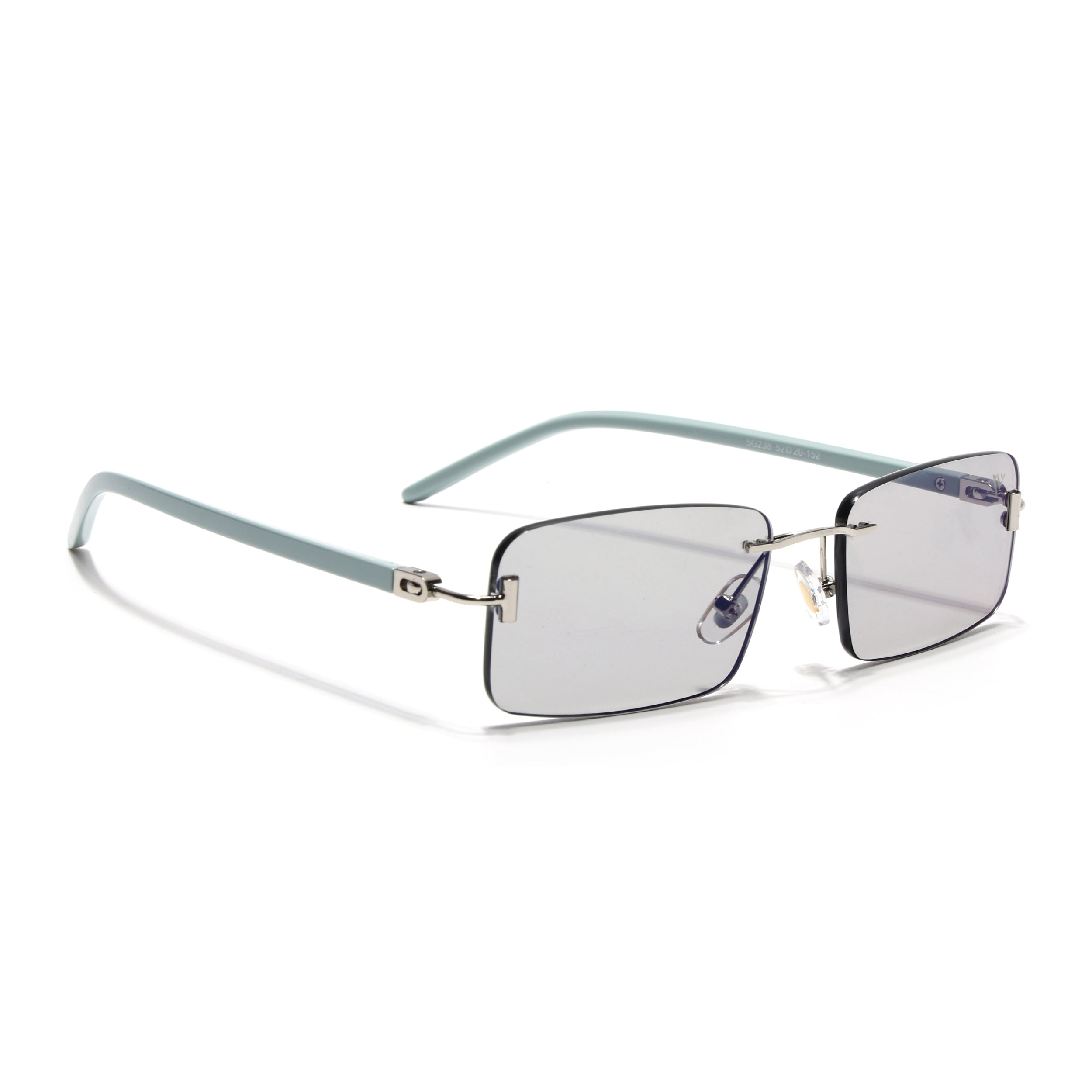 Rimless Sunglasses for Men & Women (Light Black Lens | Silver Frame - MG7380)