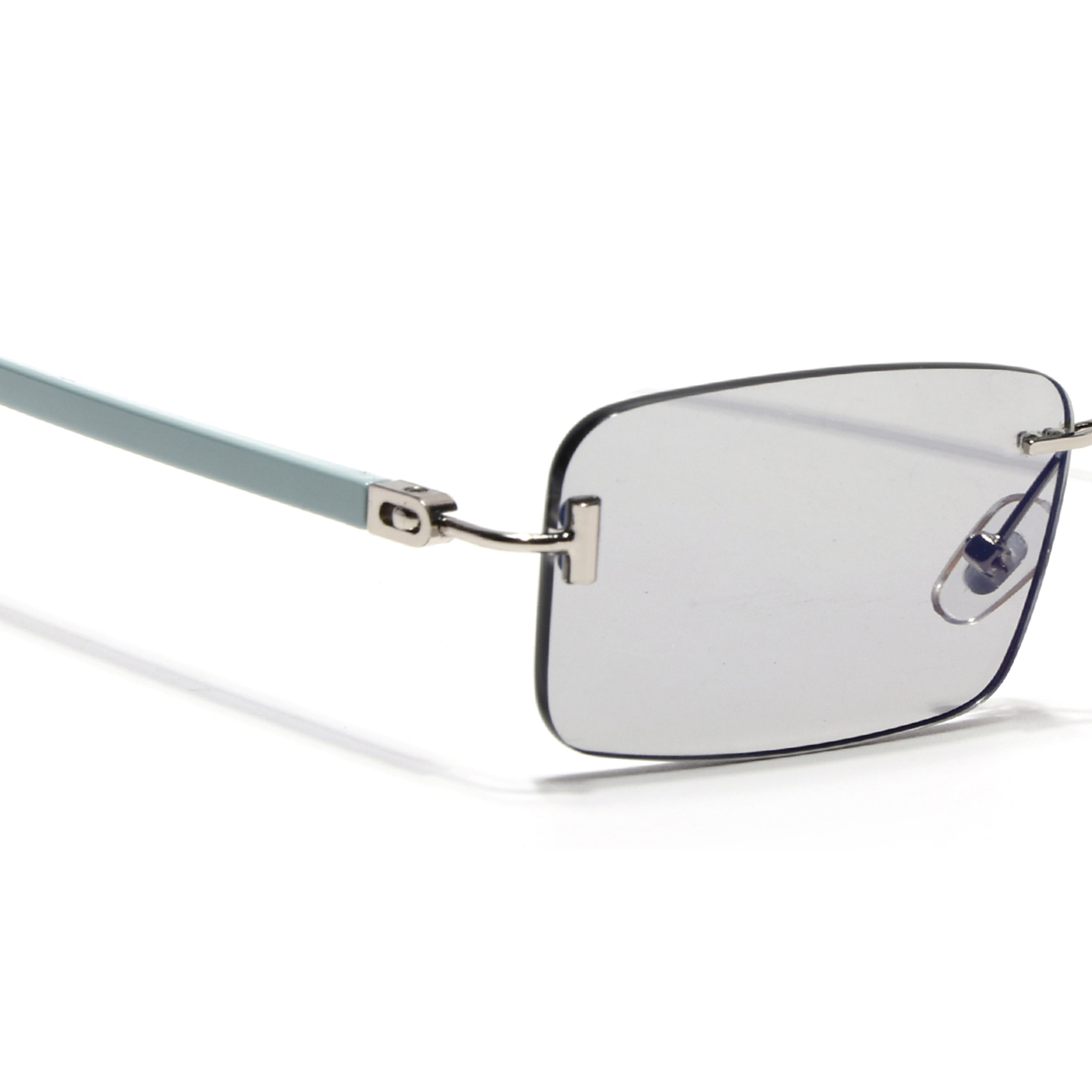 Rimless Sunglasses for Men & Women (Light Black Lens | Silver Frame - MG7380)